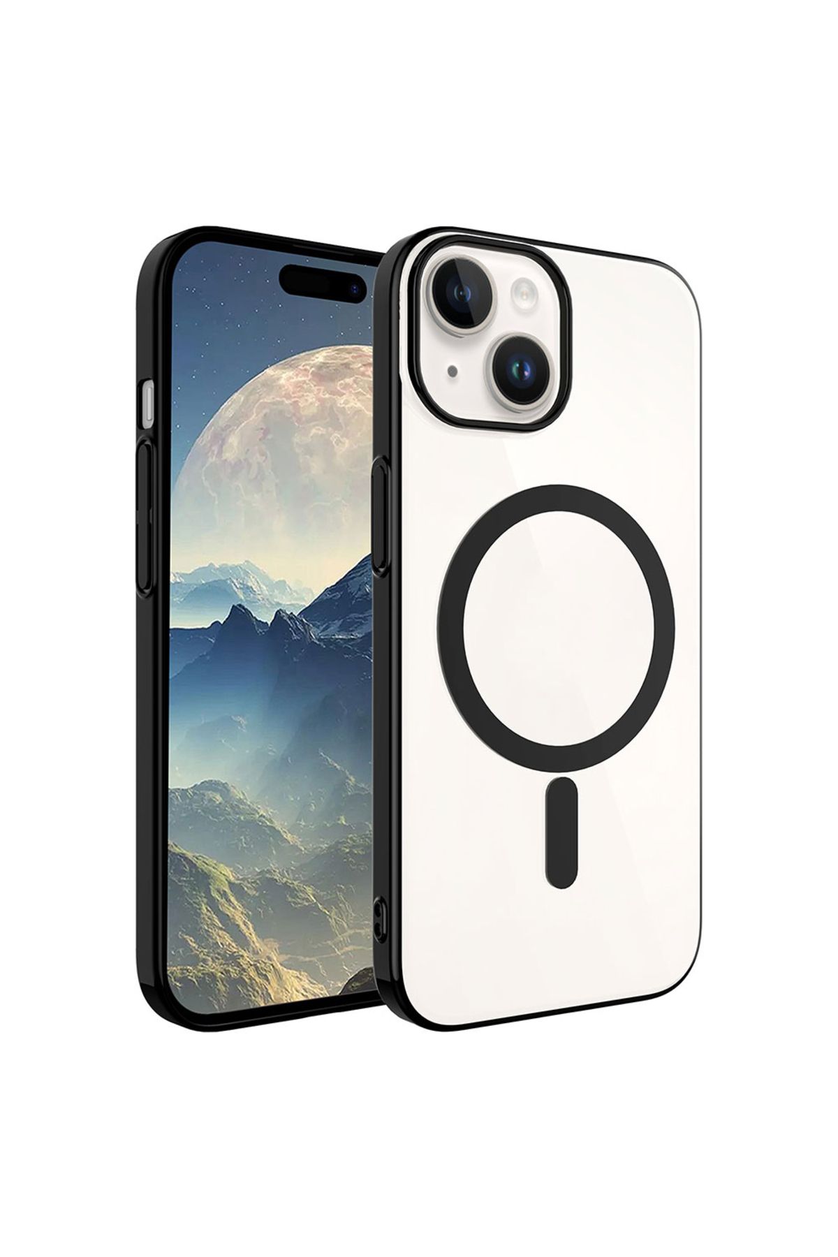 iPhone 15 Uyumlu Zore Wireless Şarj Özellikli Pixel Magsafe Kılıf-Siyah