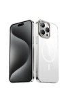 iPhone 15 Pro Uyumlu Zore Wireless Şarj Özellikli Şeffaf G-Glass Kılıf-Titanyum iPhone 15 Pro Uyumlu Zore Wireless Şarj Özellikli Şeffaf G-Glass Kılıf-Titanyum
