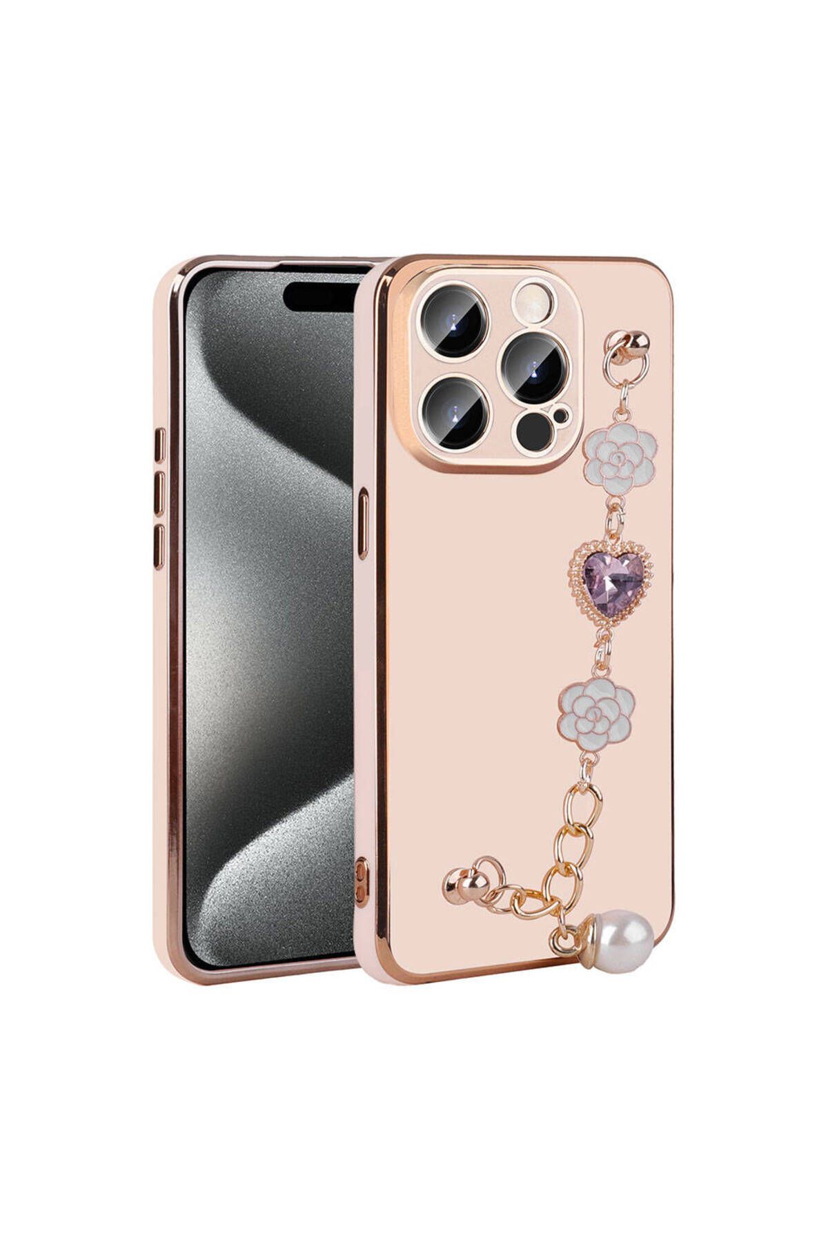 iPhone 15 Pro Zore El Tutamaçlı Kamera Korumalı Zore Taka Silikon Kılıf-Pembe