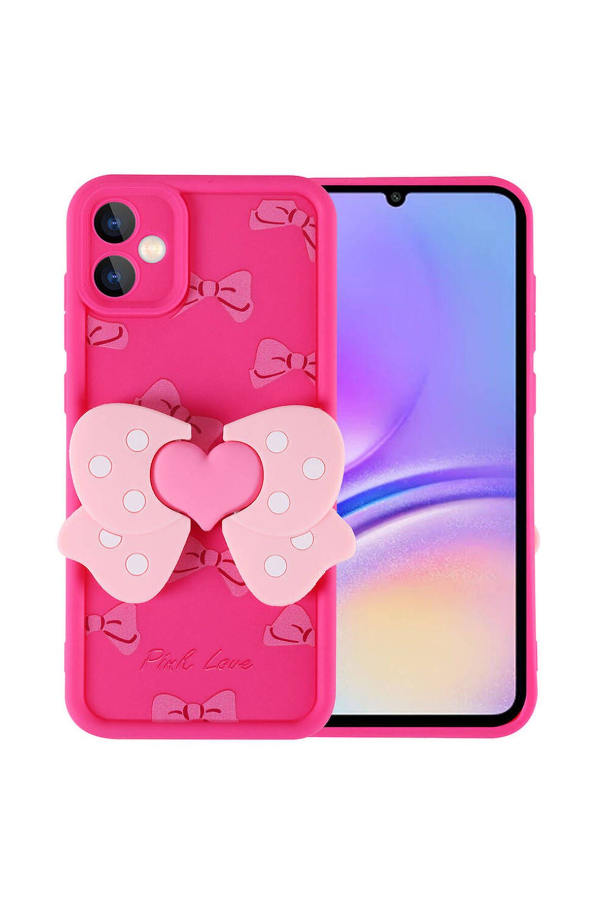 Galaxy A05 Kılıf Kamera Korumalı Figür Tasarımlı Zore Kapya Kapak-Pembe Koyu