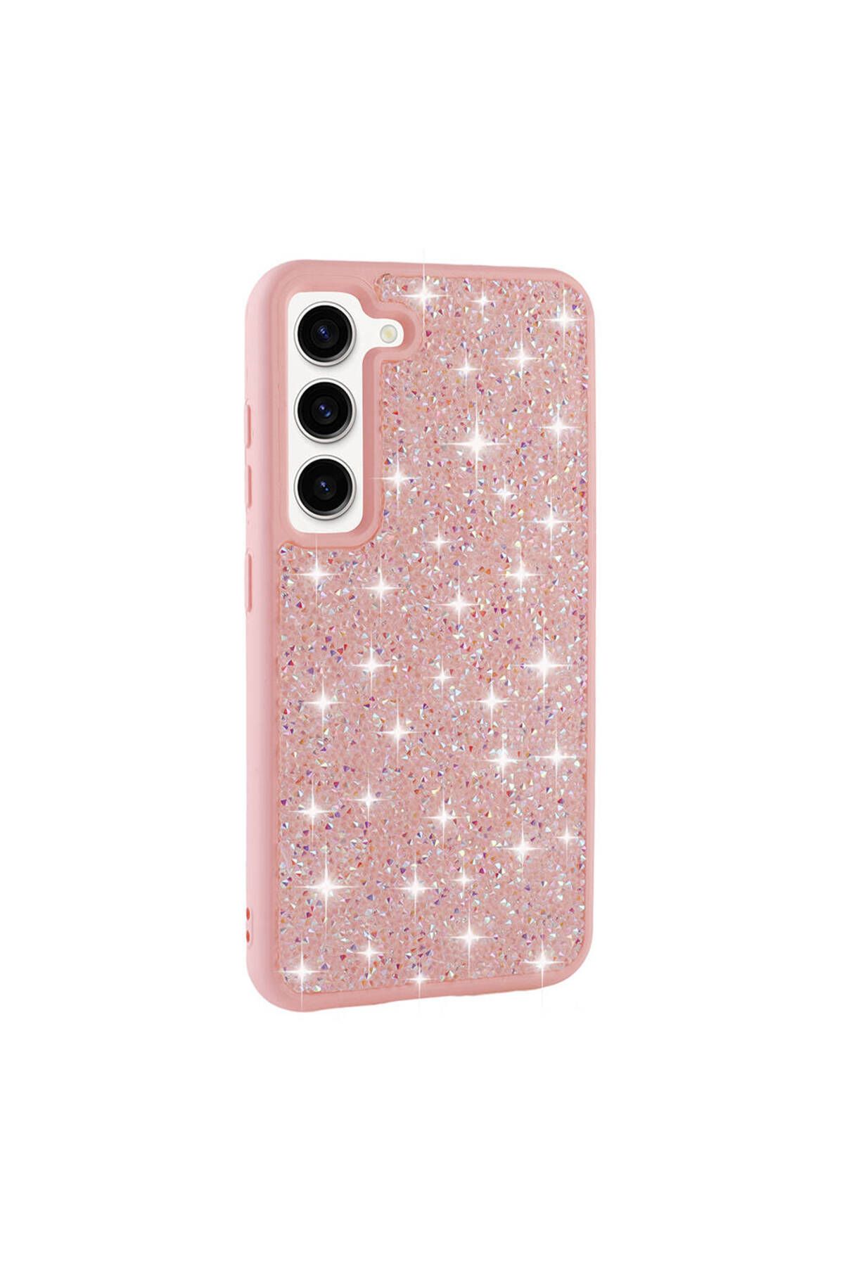 Galaxy S23 Uyumlu Parlak Taşlı Tasarım Pırlanta Zore Kılıf-Pembe