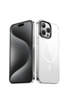 iPhone 15 Pro Uyumlu Zore Wireless Şarj Özellikli Şeffaf G-Glass Kılıf-Siyah iPhone 15 Pro Uyumlu Zore Wireless Şarj Özellikli Şeffaf G-Glass Kılıf-Siyah