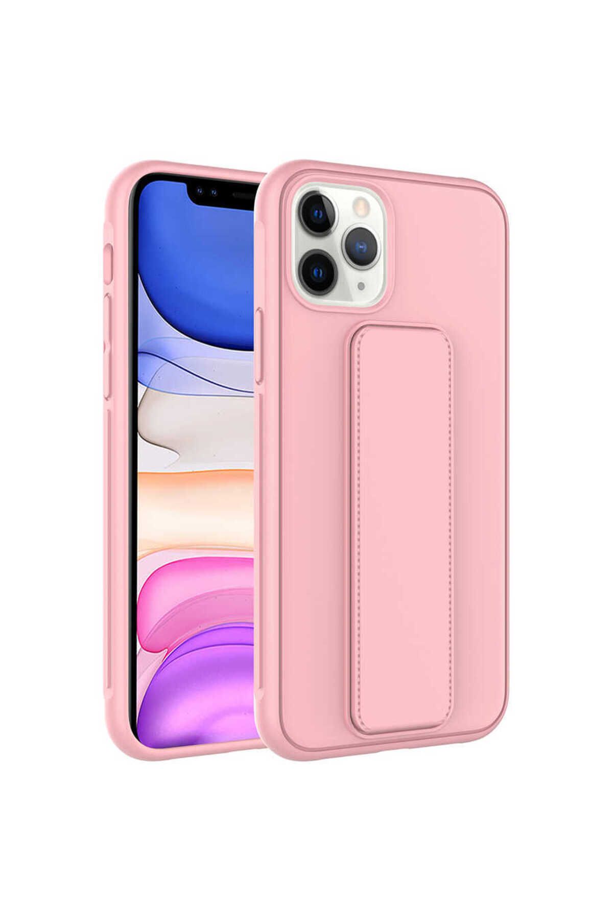 iPhone 11 Pro Max Uyumlu Zore Qstand Kılıf-Pembe
