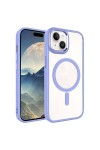 iPhone 15 Uyumlu Wireless Şarj Özellikli Zore Krom Magsafe Silikon Kılıf-Lila iPhone 15 Uyumlu Wireless Şarj Özellikli Zore Krom Magsafe Silikon Kılıf-Lila