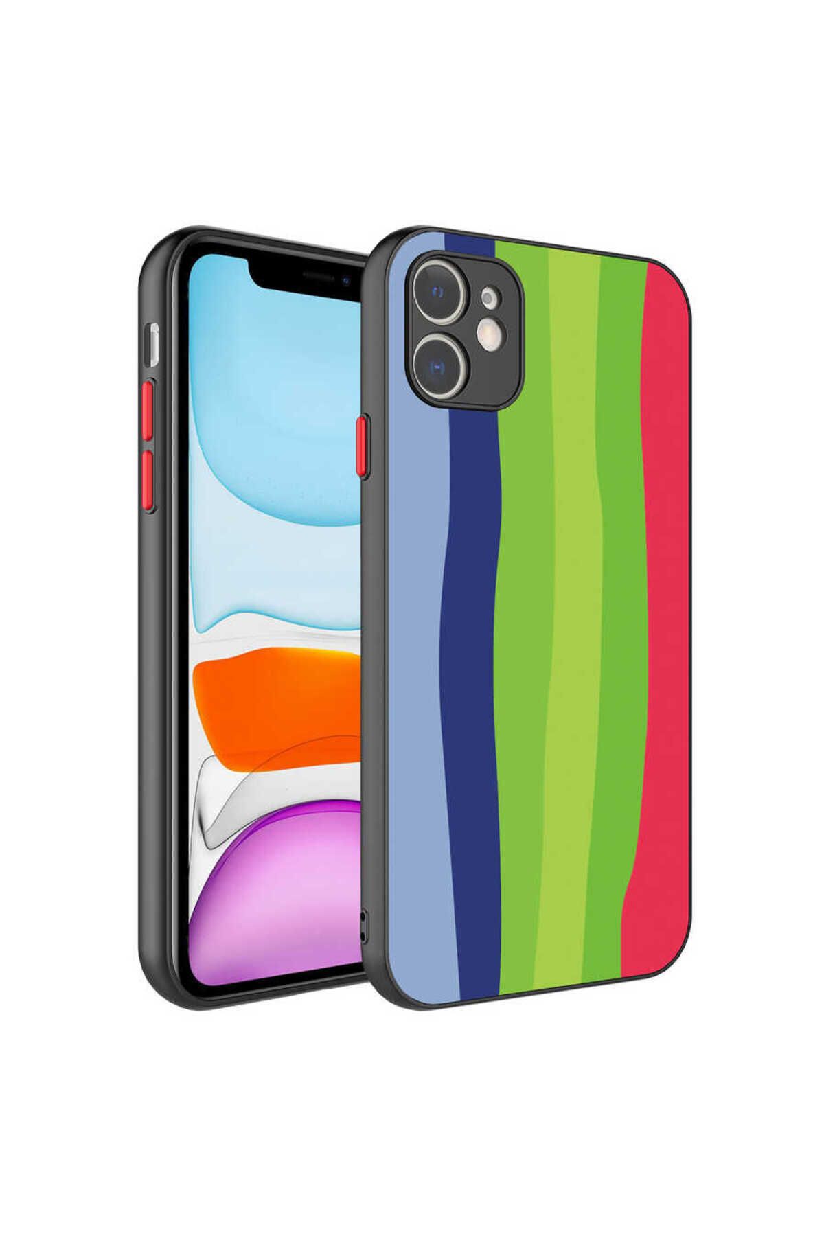 iPhone 11 Uyumlu Kamera Korumalı Renkli Temperli Zore X-Cam Kılıf-NO4