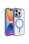 iPhone 15 Pro Max Uyumlu Wireless Şarj Özellikli Zore Krom Magsafe Silikon Kılıf-Mavi iPhone 15 Pro Max Uyumlu Wireless Şarj Özellikli Zore Krom Magsafe Silikon Kılıf-Mavi