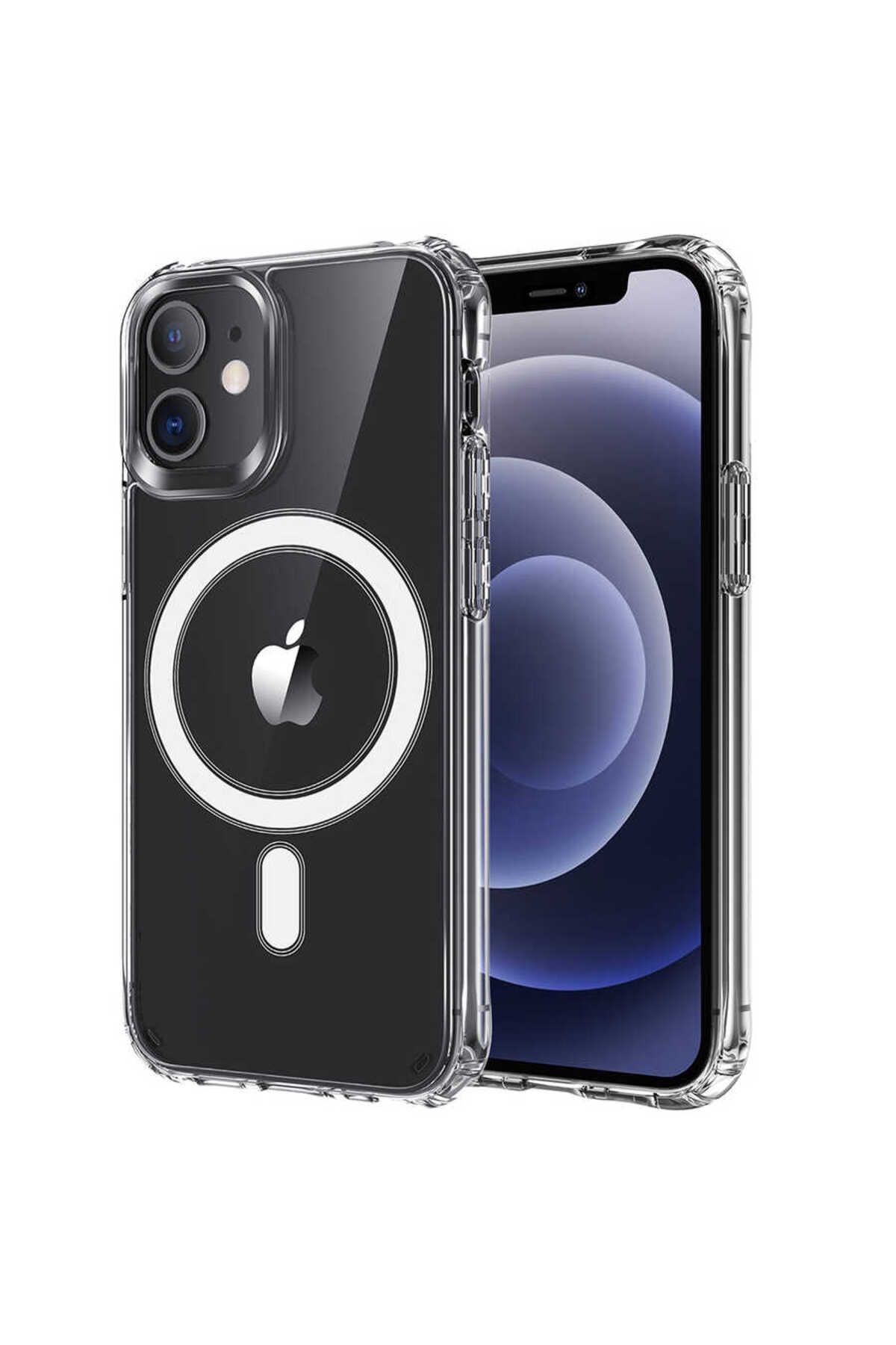 iPhone 12 Mini Uyumlu Zore Tacsafe Wireless Kılıf-Renksiz