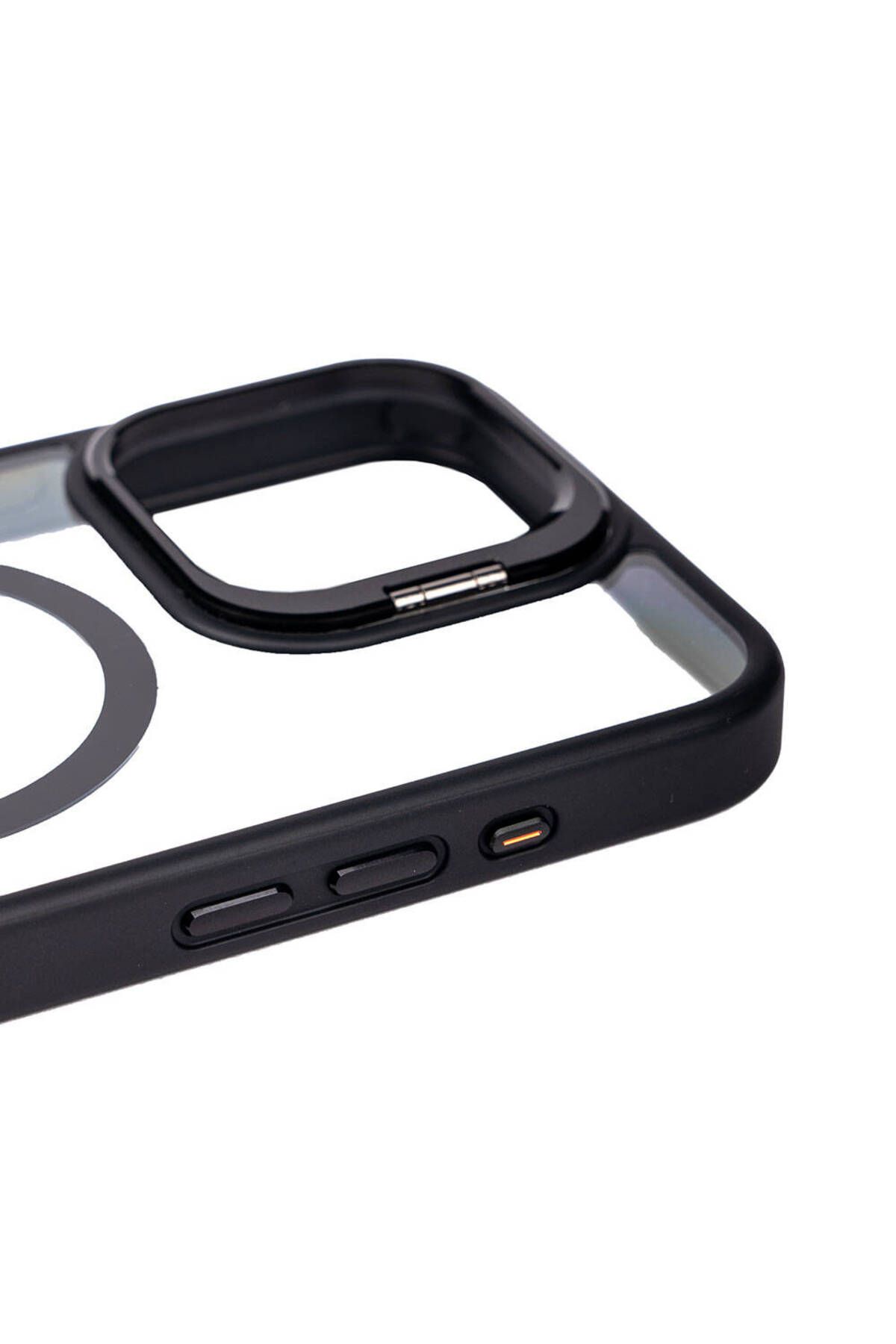 iPhone 15 Pro Uyumlu Magsafe Wireless Şarj Özellikli Standlı Zore Magsafe Klon LCSMX-li Kılıf-Si