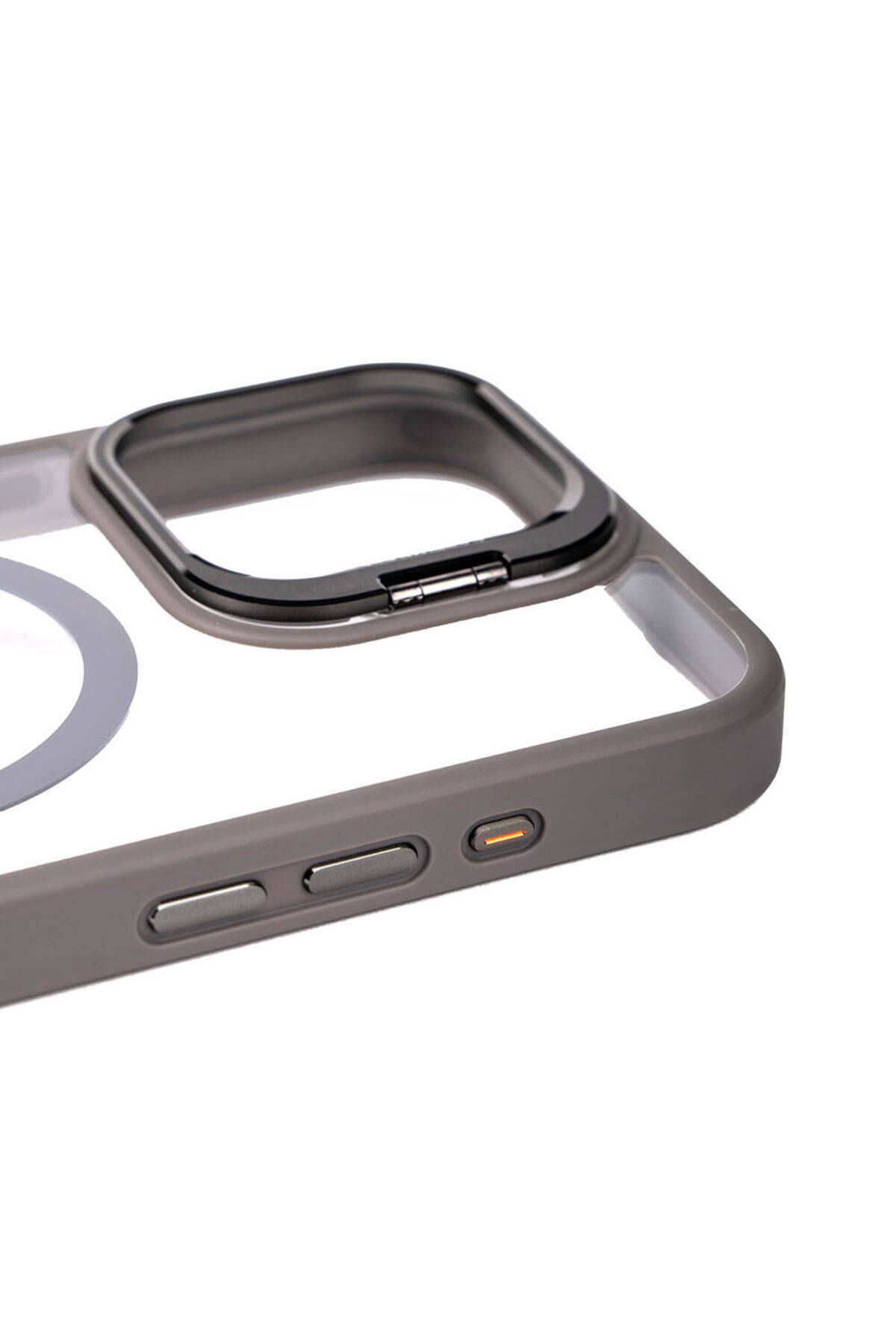 iPhone 15 Pro Uyumlu Magsafe Wireless Şarj Özellikli Standlı Zore Magsafe Klon LCSMX-li Kılıf-Si iPhone 15 Pro Uyumlu Magsafe Wireless Şarj Özellikli Standlı Zore Magsafe Klon LCSMX-li Kılıf-Si