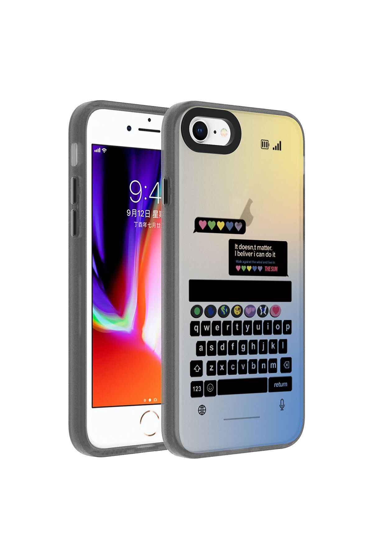 iPhone SE 2022 Uyumlu Desenli Zore Dragon Sert Kılıf-Klavye