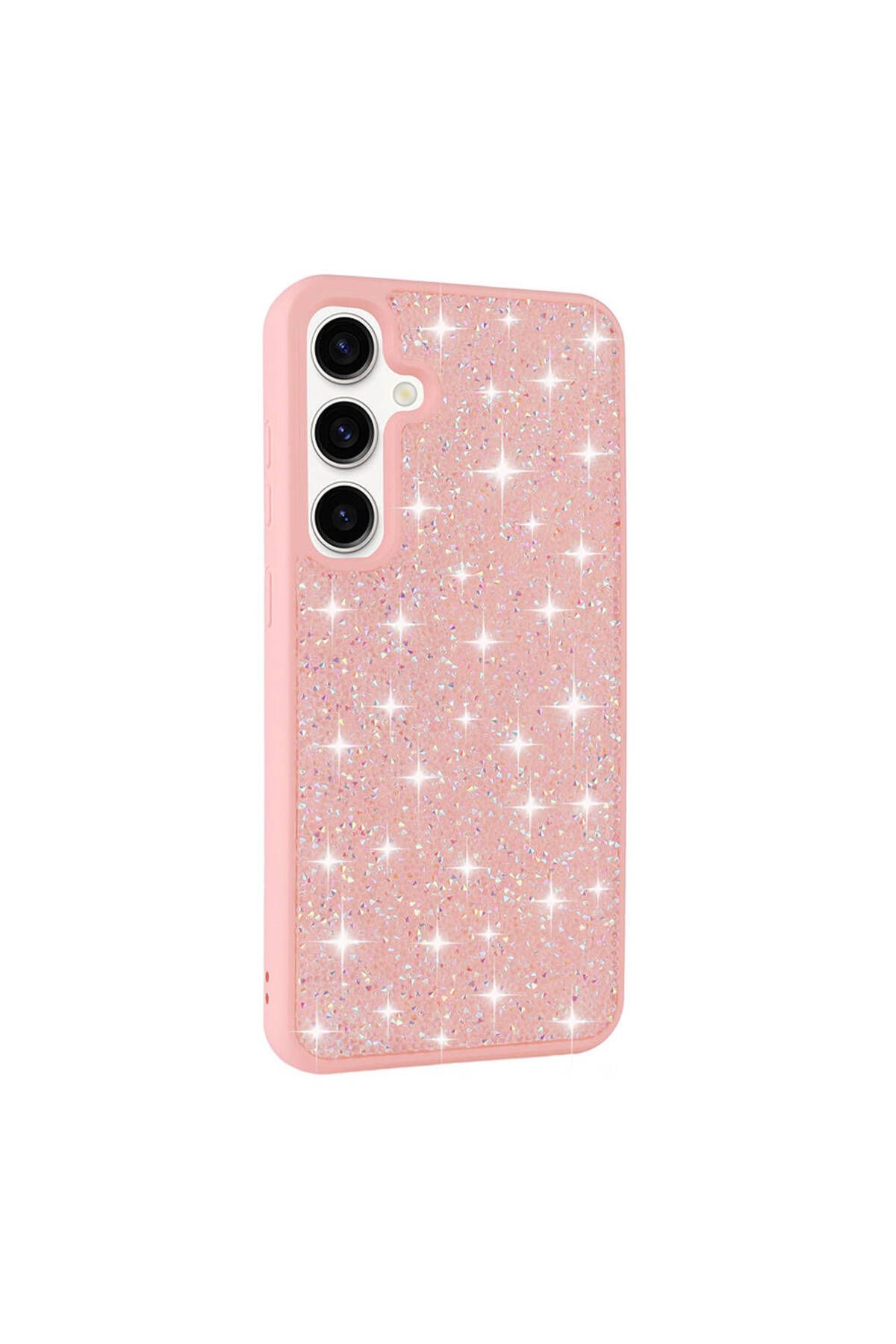Galaxy S24 Uyumlu Parlak Taşlı Tasarım Pırlanta Zore Kılıf-Pembe