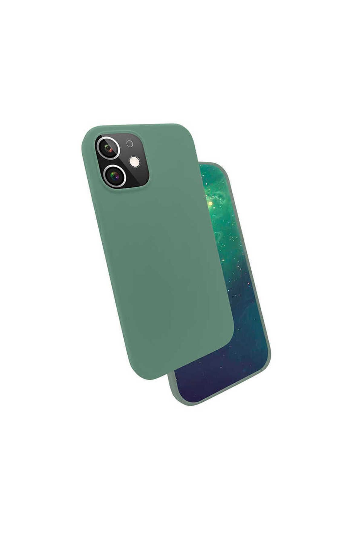 iPhone 12 Mini Uyumlu Zore Silk Silikon-Koyu Yeşil