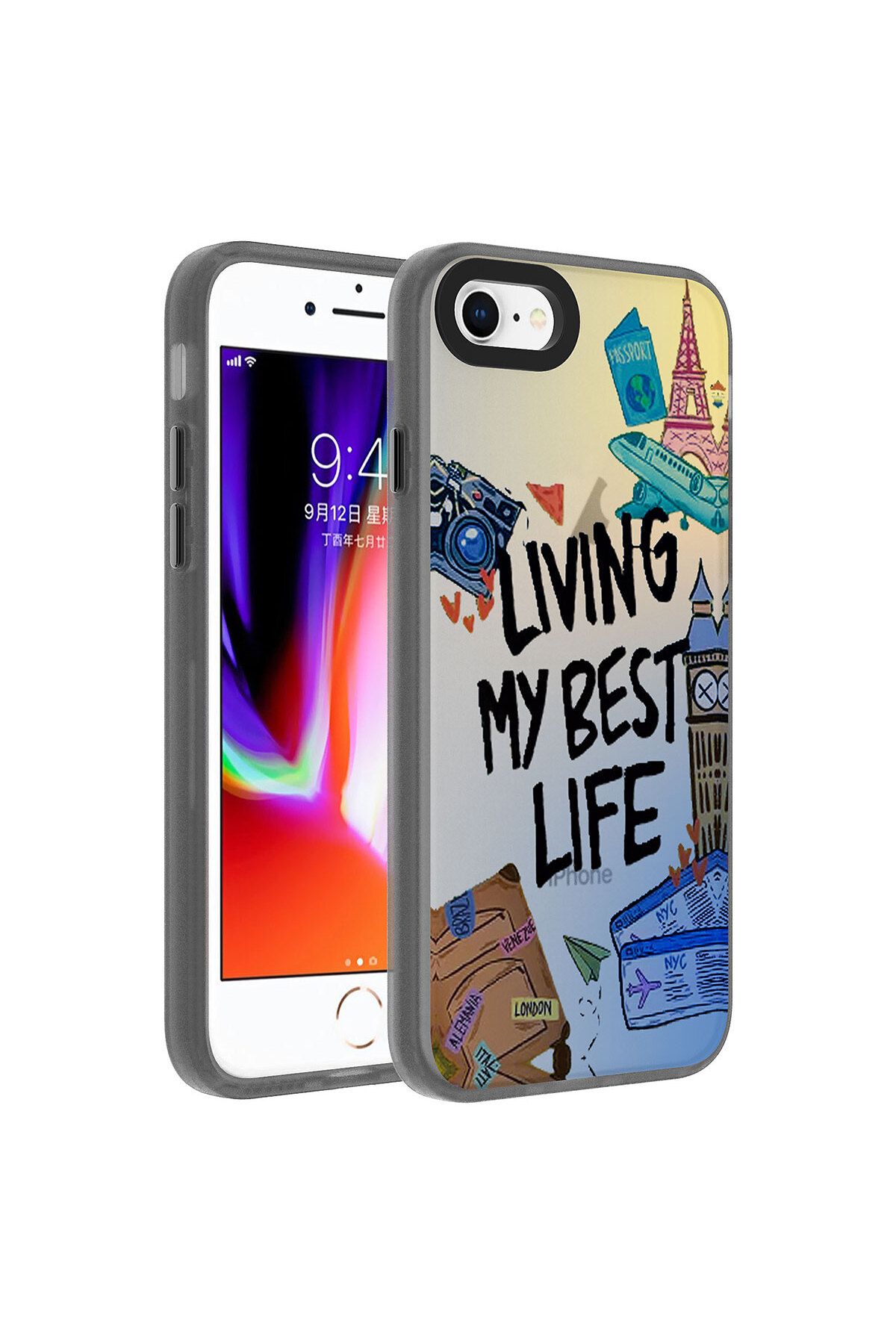 iPhone SE 2022 Uyumlu Desenli Zore Dragon Sert Kılıf-Seyahat
