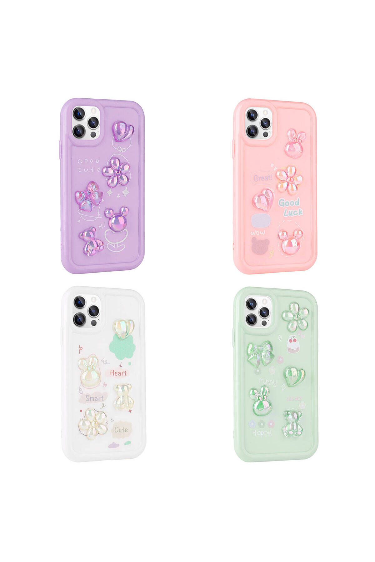iPhone 11 Pro Uyumlu Kabartma Figürlü Parlak Zore Toys Silikon Kılıf-Beyaz