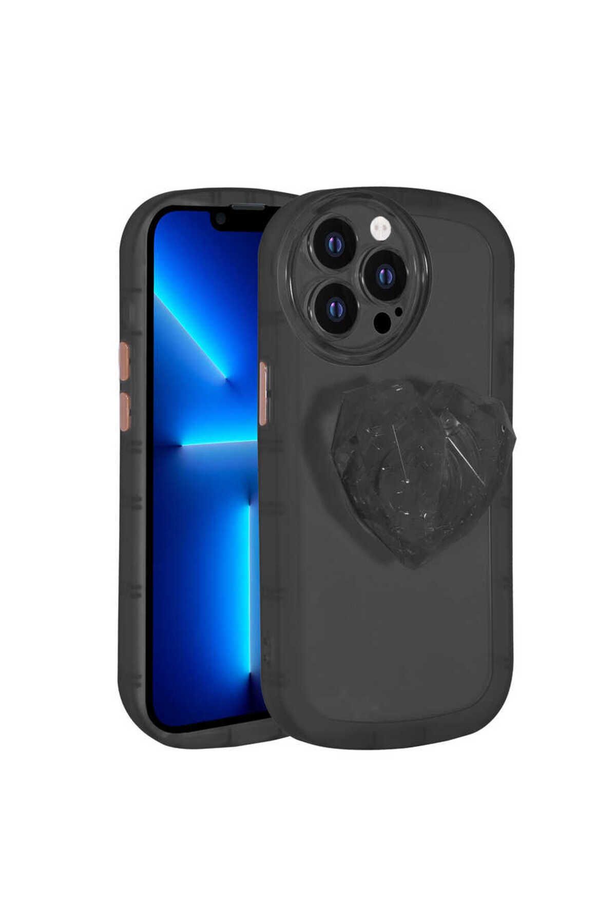 iPhone 12 Pro Max Uyumlu Kamera Korumalı Pop Soketli Renkli Zore Ofro Kılıf-Siyah