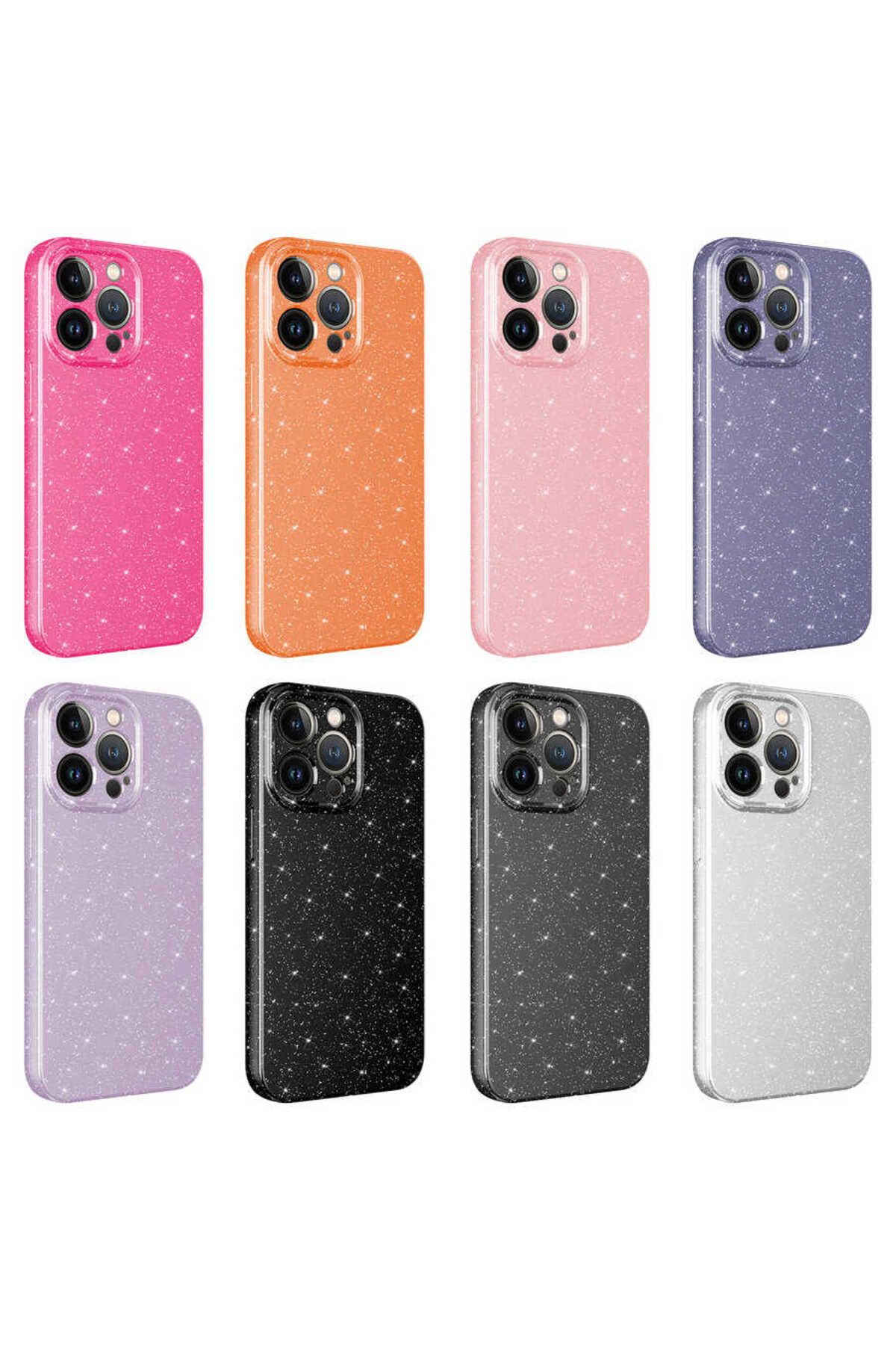 iPhone 12 Pro Max Uyumlu Kamera Korumalı Simli Lüks Zore Koton Kılıf-Pembe Koyu