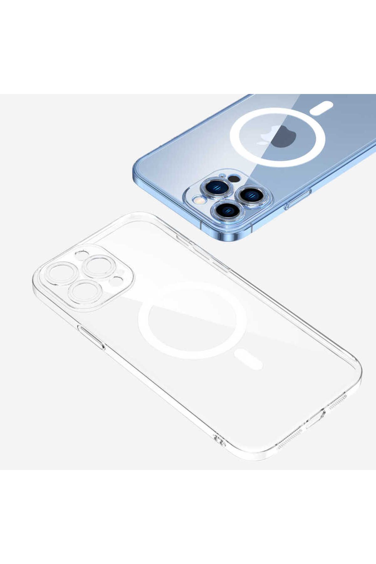 iPhone 12 Pro Max Uyumlu Kamera Korumalı Magsafe Sert PC Zore Porto Kılıf-Renksiz