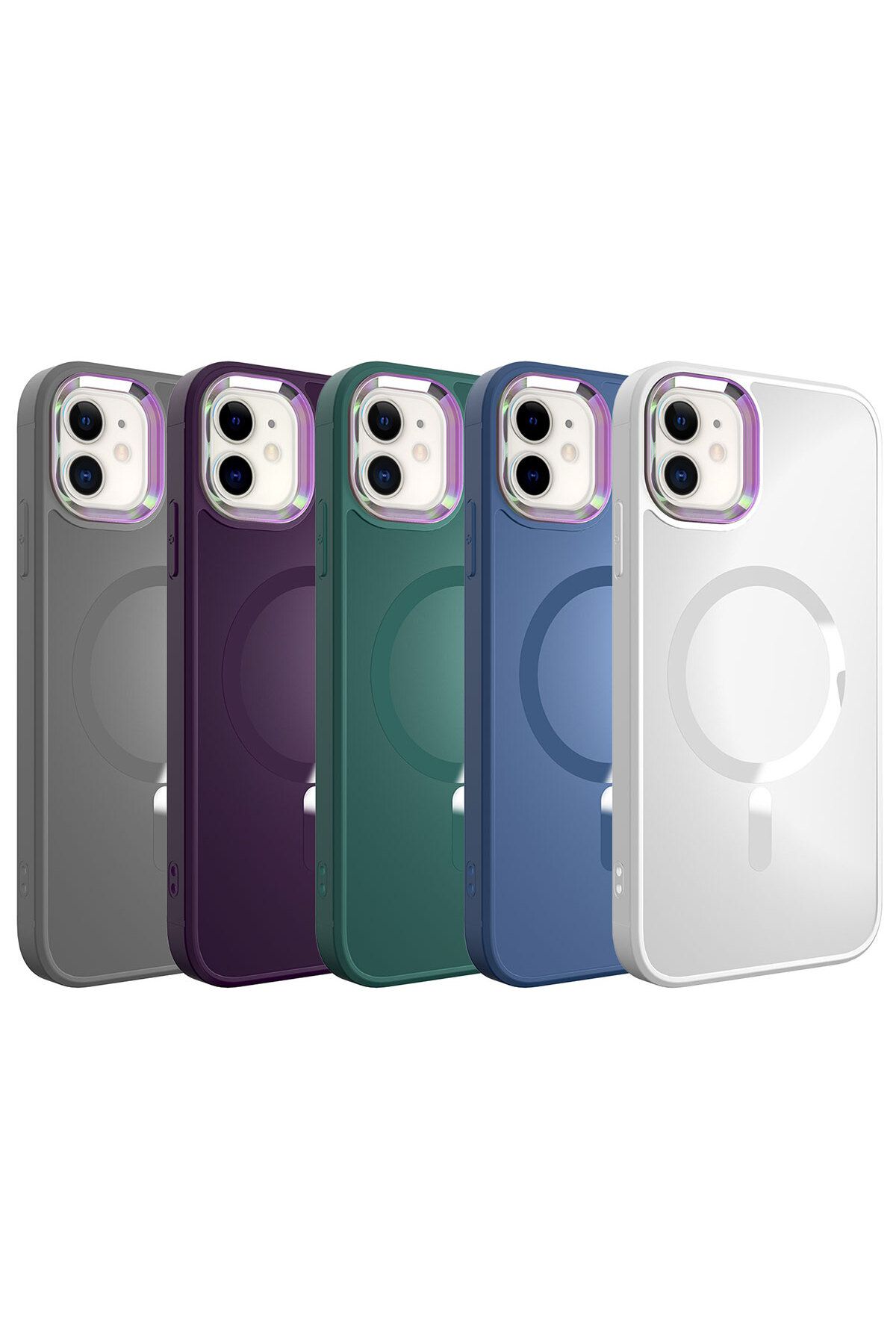 iPhone 11 Uyumlu Magsafe Wireless Şarj Özellikli Zore Stil Kılıf-Koyu Yeşil