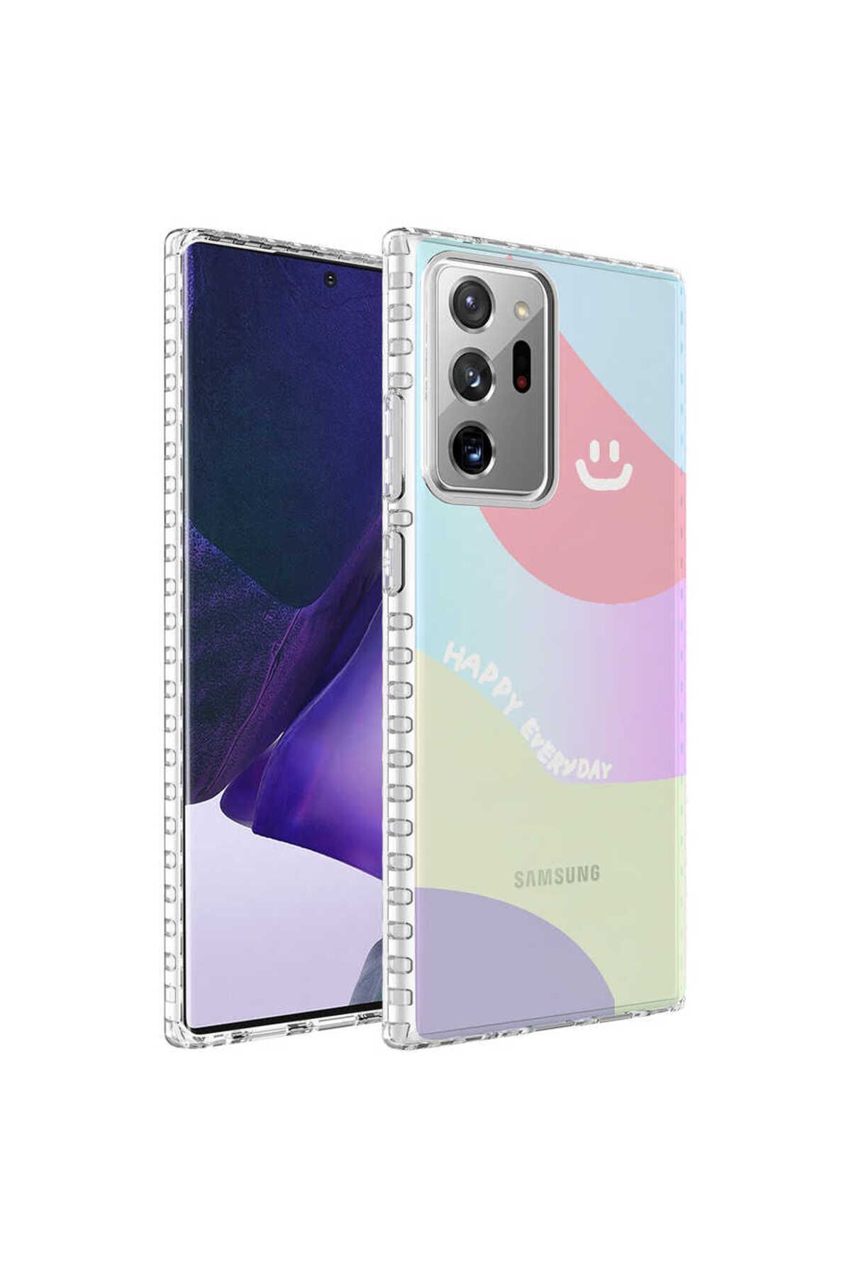 Galaxy Note 20 Ultra Uyumlu Airbag Kenarlı Renkli Desenli Silikon Zore Elegans Kılıf-NO7