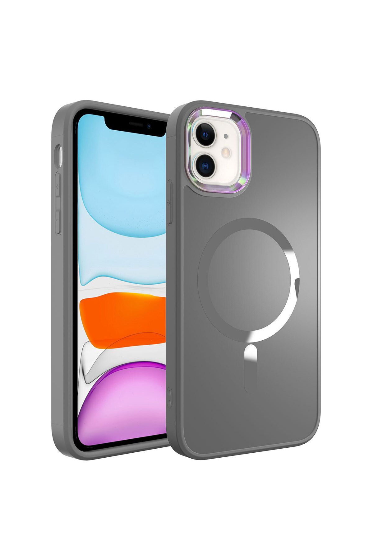 iPhone 11 Uyumlu Magsafe Wireless Şarj Özellikli Zore Stil Kılıf-Siyah