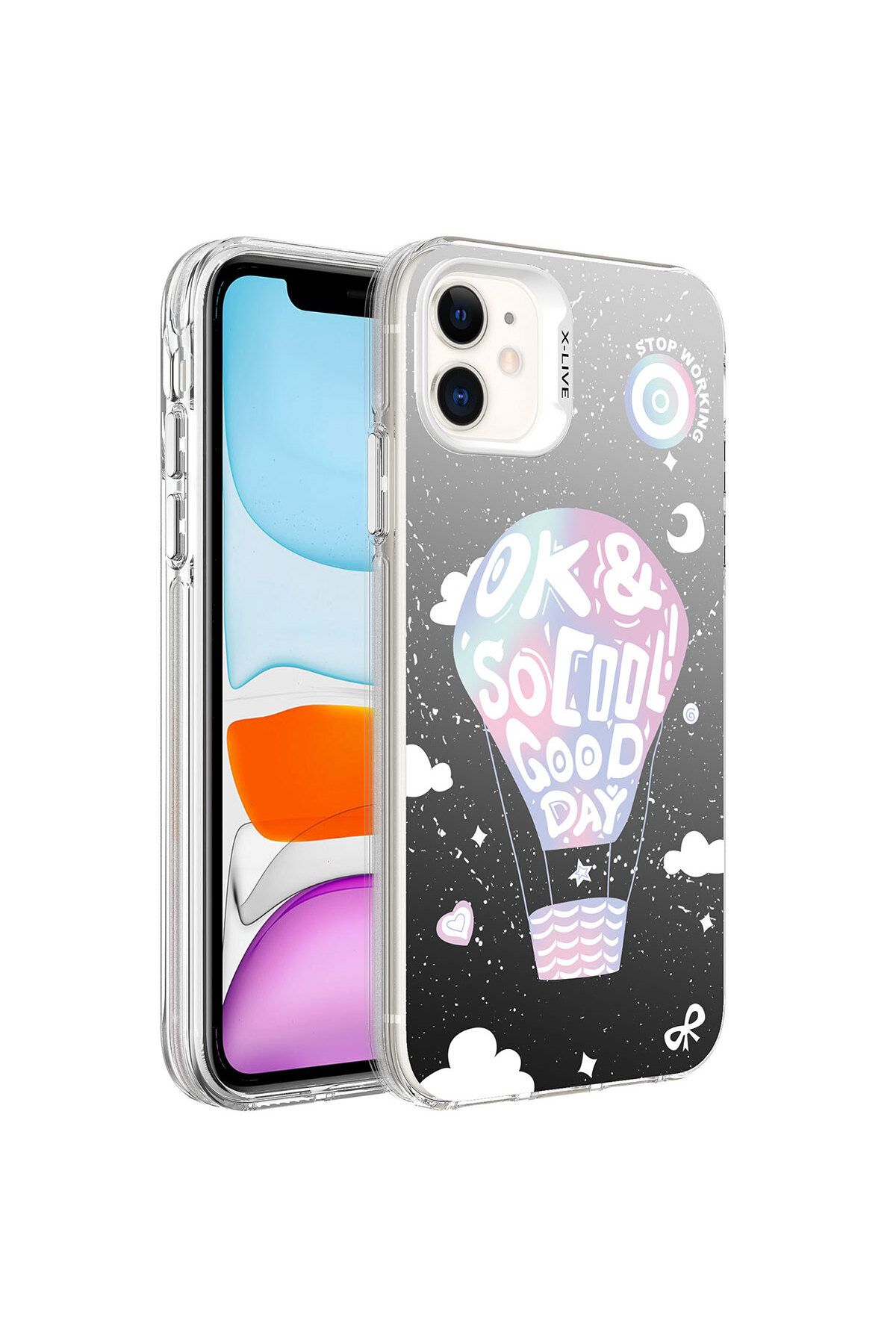iPhone 11 Uyumlu Desenli Zore Silver Sert Kılıf-Balon iPhone 11 Uyumlu Desenli Zore Silver Sert Kılıf-Balon