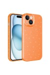 iPhone 15 Uyumlu Kamera Korumalı Simli Lüks Zore Koton Kılıf-Turuncu iPhone 15 Uyumlu Kamera Korumalı Simli Lüks Zore Koton Kılıf-Turuncu