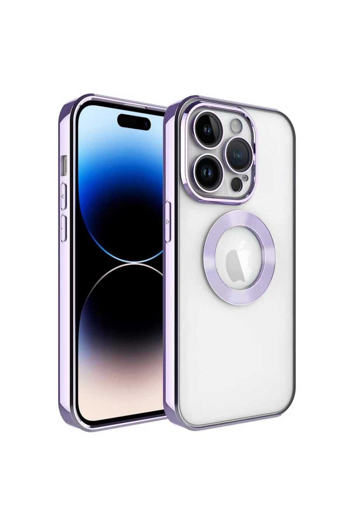 iPhone 11 Pro Max Uyumlu Kamera Korumalı Logo Gösteren Zore Omega Kılıf-Lila