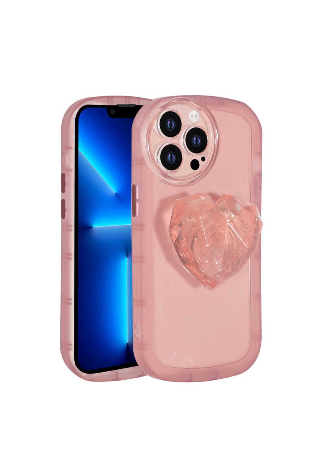 iPhone 12 Pro Max Uyumlu Kamera Korumalı Pop Soketli Renkli Zore Ofro Kılıf-Pembe