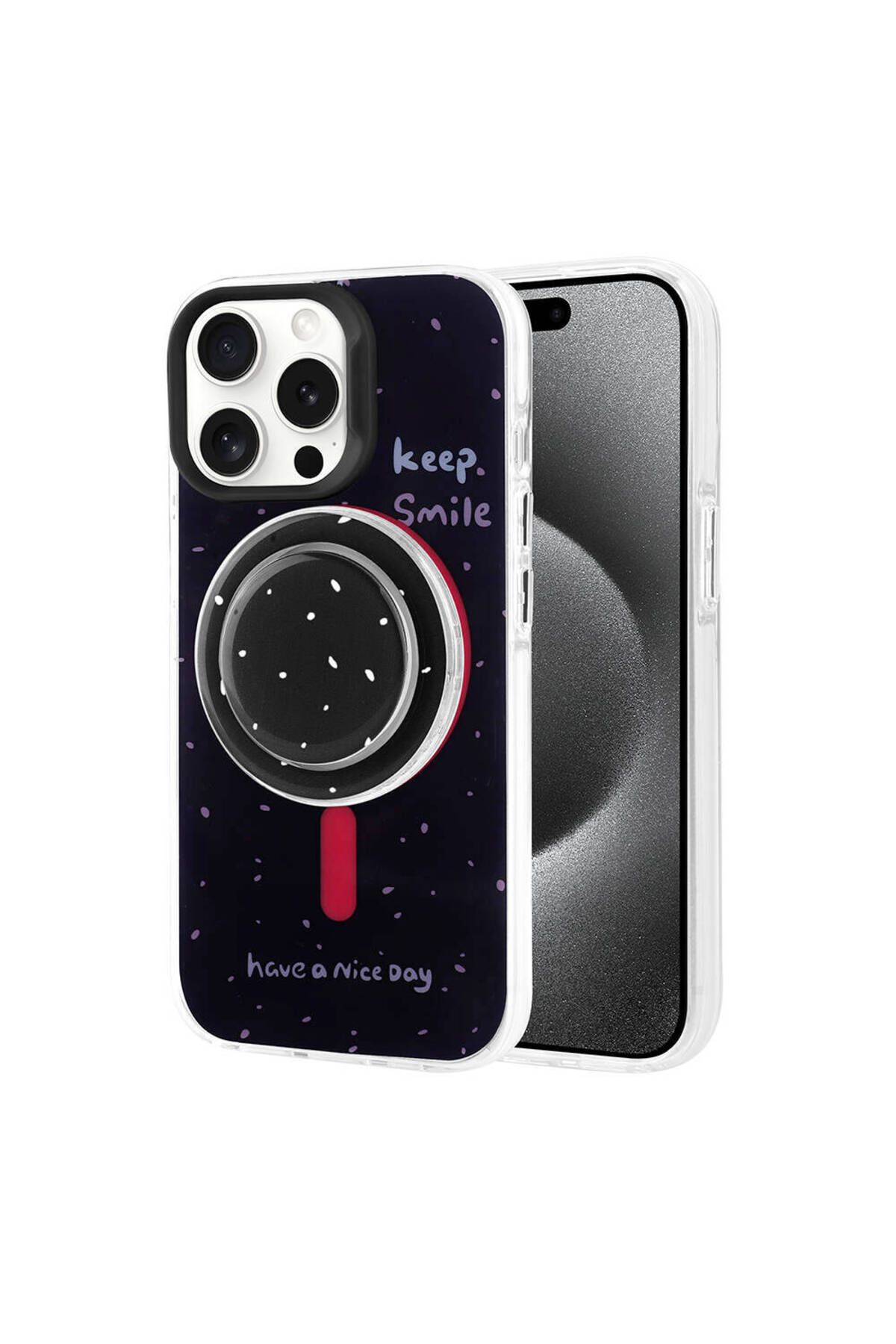 iPhone 15 Pro Max Zore Magsafe Şarj Özellikli Tak-Çıkar Pop Soketli Zore Tiktok Kılıf-Turuncu