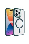 iPhone 15 Pro Uyumlu Wireless Şarj Özellikli Zore Krom Magsafe Silikon Kılıf-Koyu Yeşil iPhone 15 Pro Uyumlu Wireless Şarj Özellikli Zore Krom Magsafe Silikon Kılıf-Koyu Yeşil