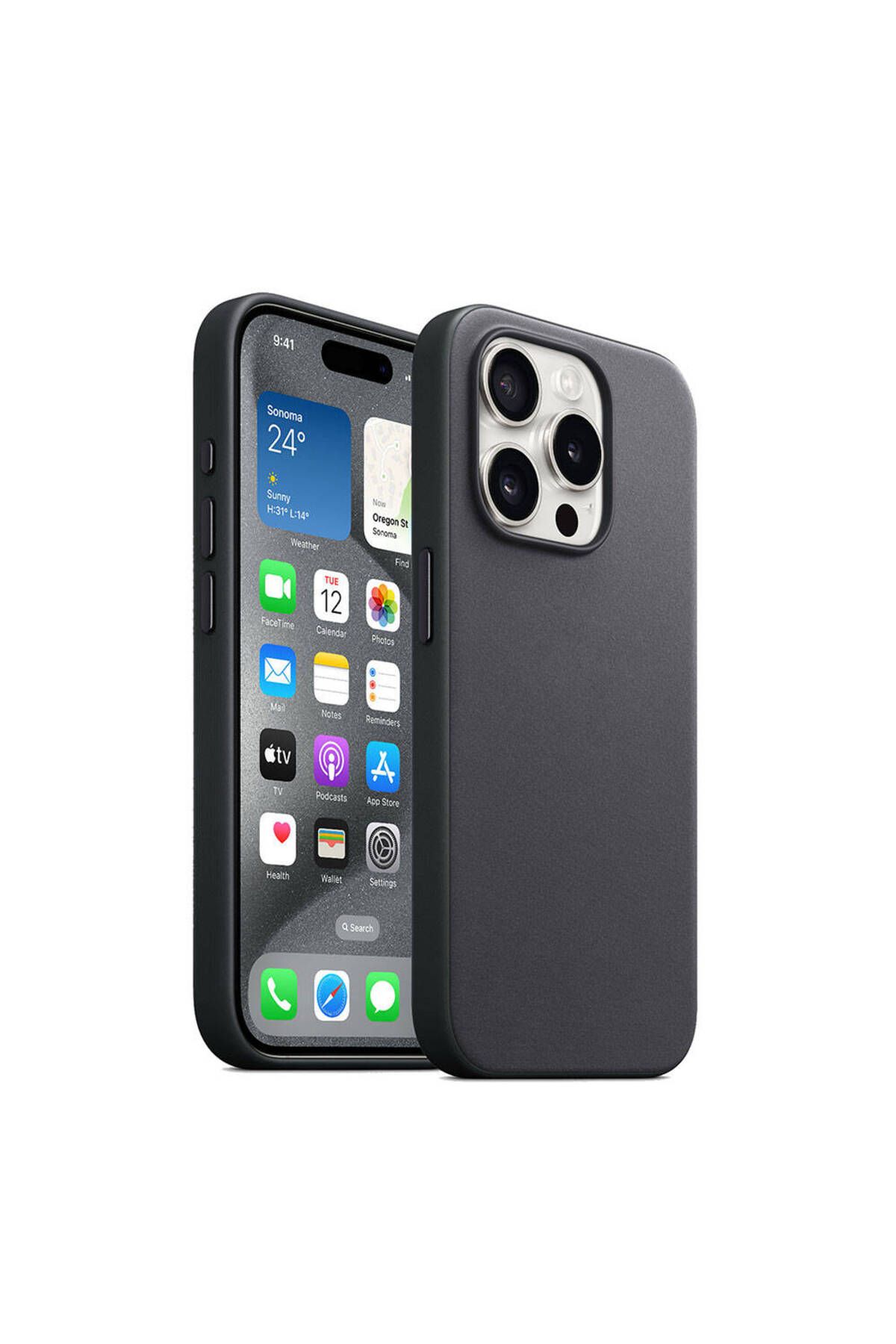 iPhone 15 Pro Uyumlu Zore Magsafe Şarj Özellikli Mikro Fiber Optimal Kılıf-Siyah