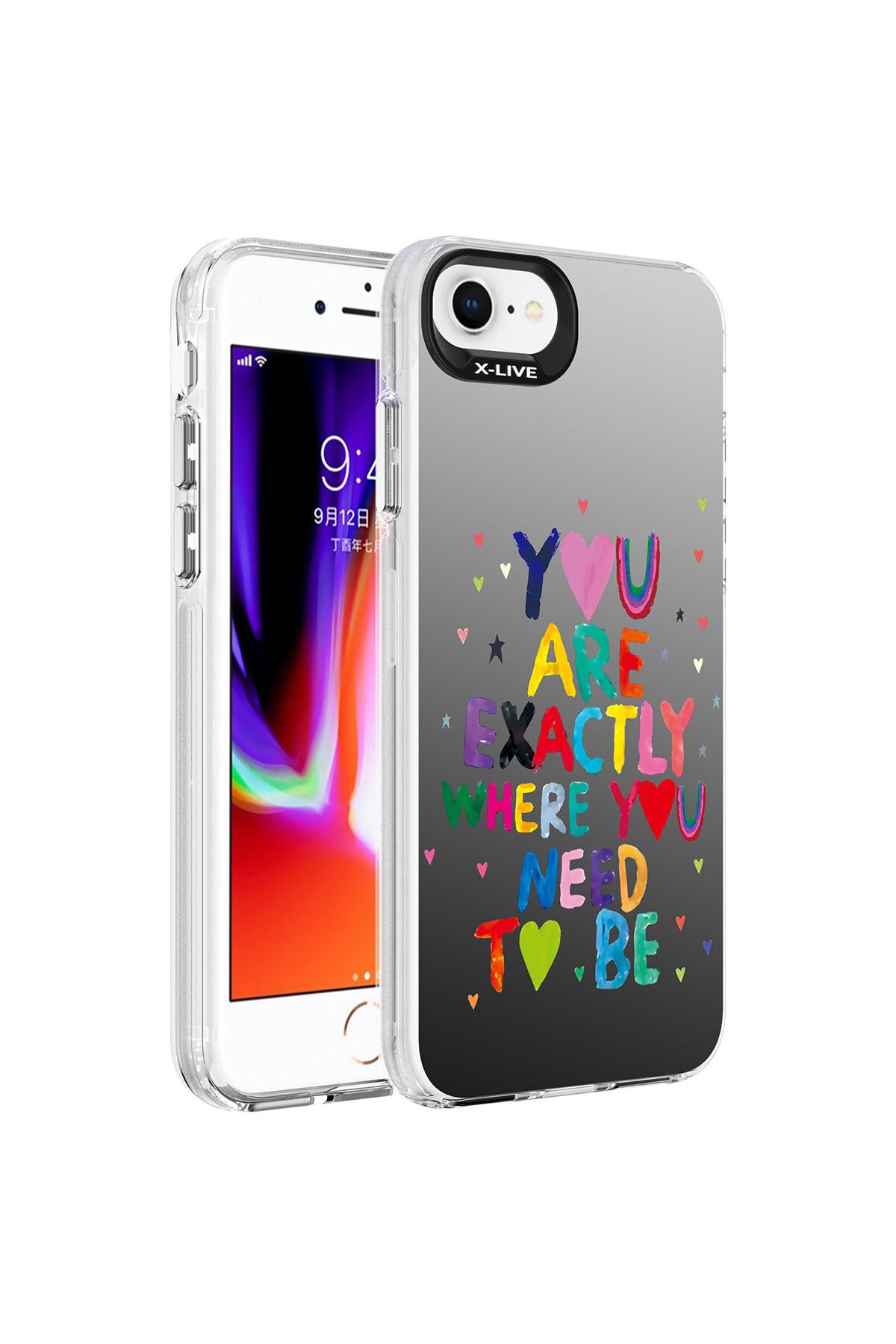 iPhone SE 2022 Uyumlu Desenli Zore Silver Sert Kılıf-You