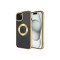 iPhone 15 Uyumlu Tek Kamera Çerçeveli Logo Gösteren Zore Omega Kılıf-Gold
