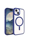 iPhone 15 Uyumlu Wireless Şarj Özellikli Zore Krom Magsafe Silikon Kılıf-Lacivert iPhone 15 Uyumlu Wireless Şarj Özellikli Zore Krom Magsafe Silikon Kılıf-Lacivert