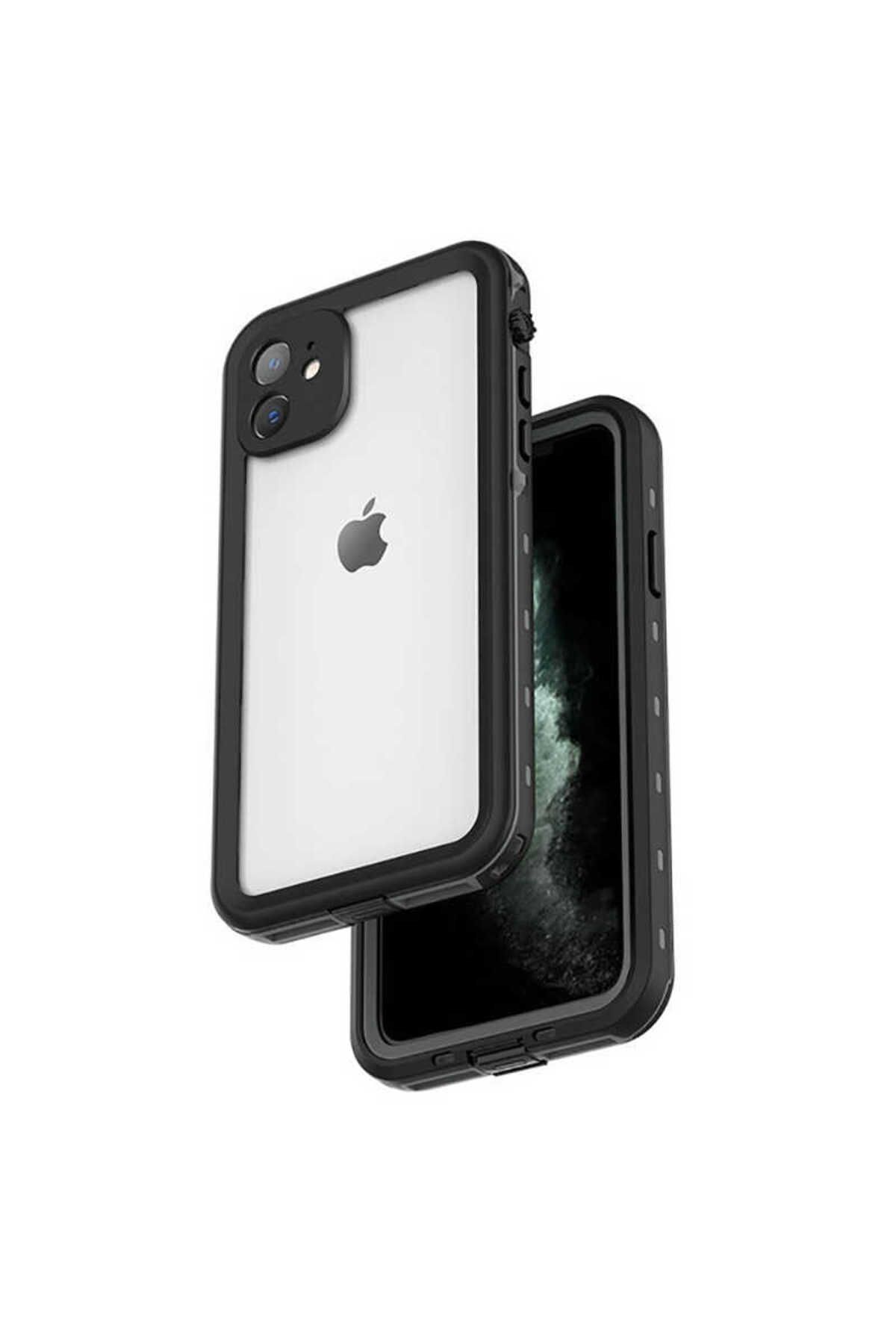 iPhone 12 Mini Uyumlu 1-1 Su Geçirmez Kılıf-Siyah