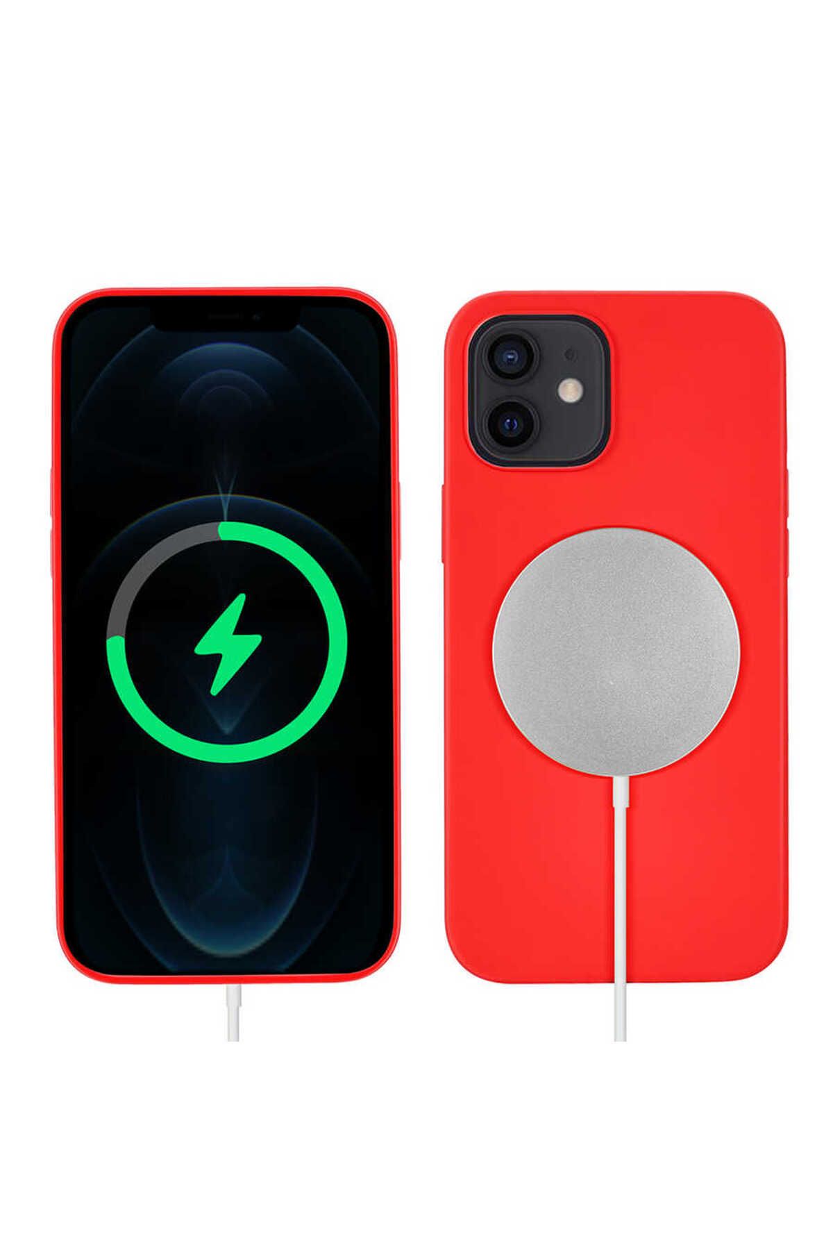 iPhone 12 Mini Uyumlu Zore Silksafe Wireless Kılıf-Kırmızı
