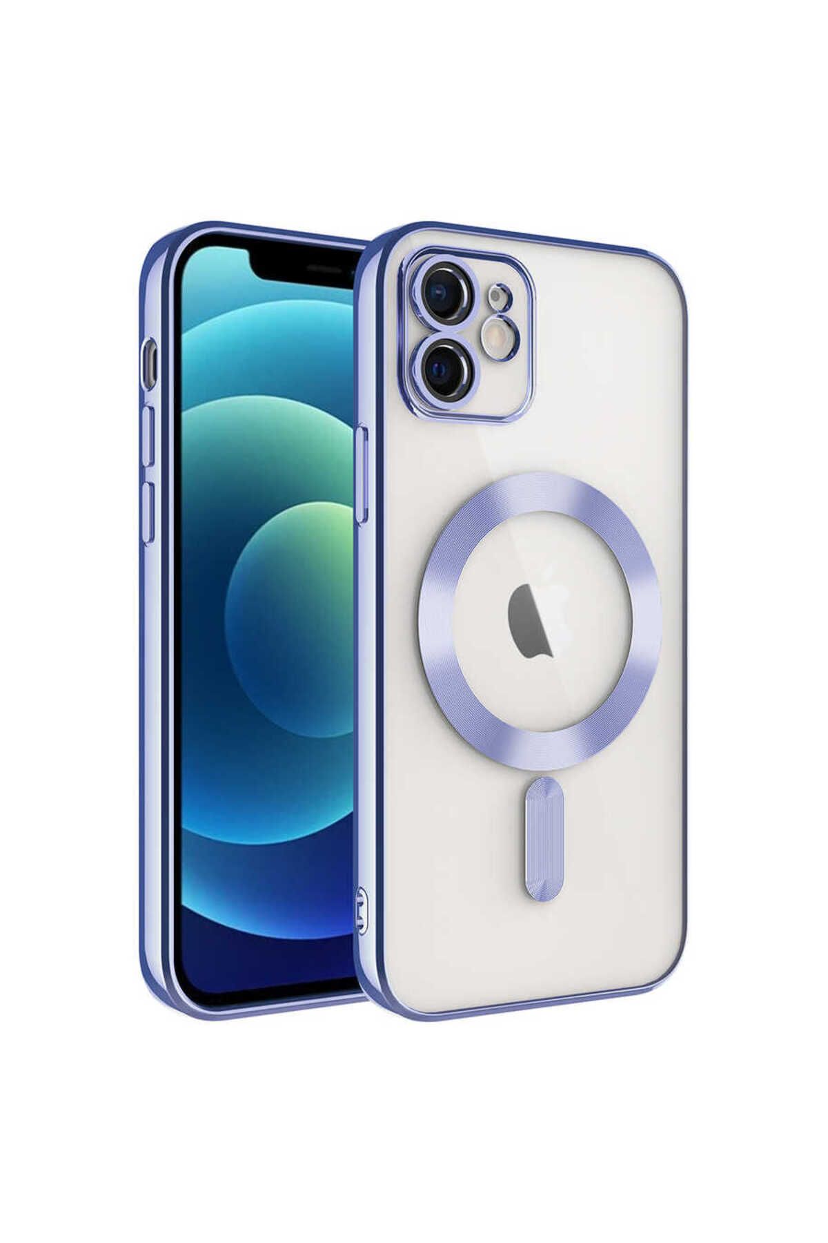 iPhone 11 Uyumlu Kamera Korumalı Magsafe Wireless Şarj Özellikli Zore Demre Kılıf-Lila