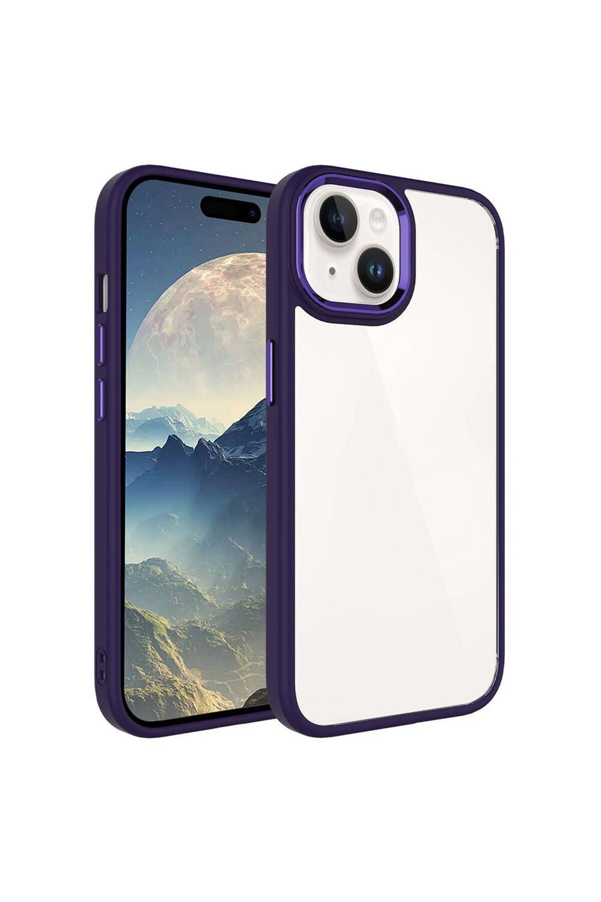 iPhone 15 Plus Uyumlu Zore Krom Kılıf-Derin Mor