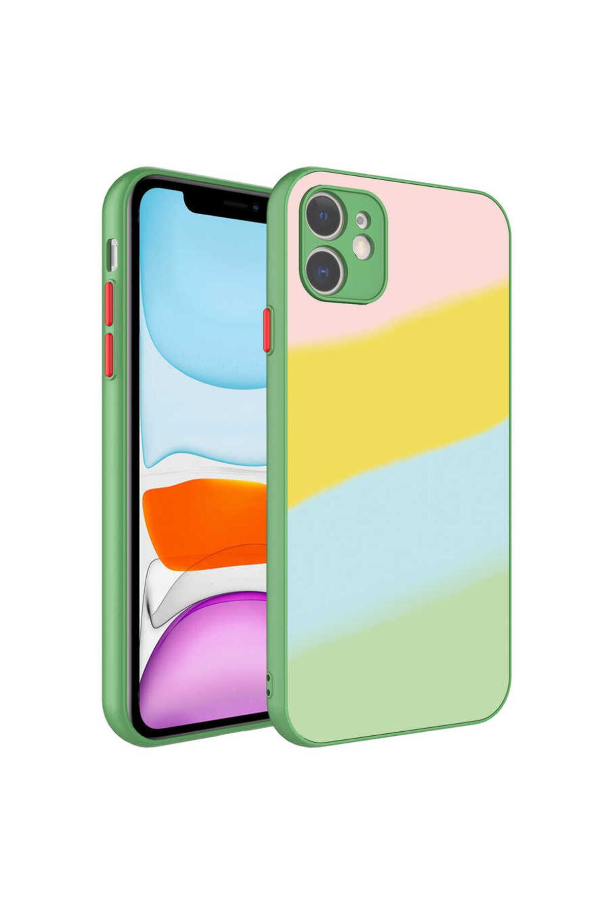 iPhone 11 Uyumlu Kamera Korumalı Renkli Temperli Zore X-Cam Kılıf-NO10