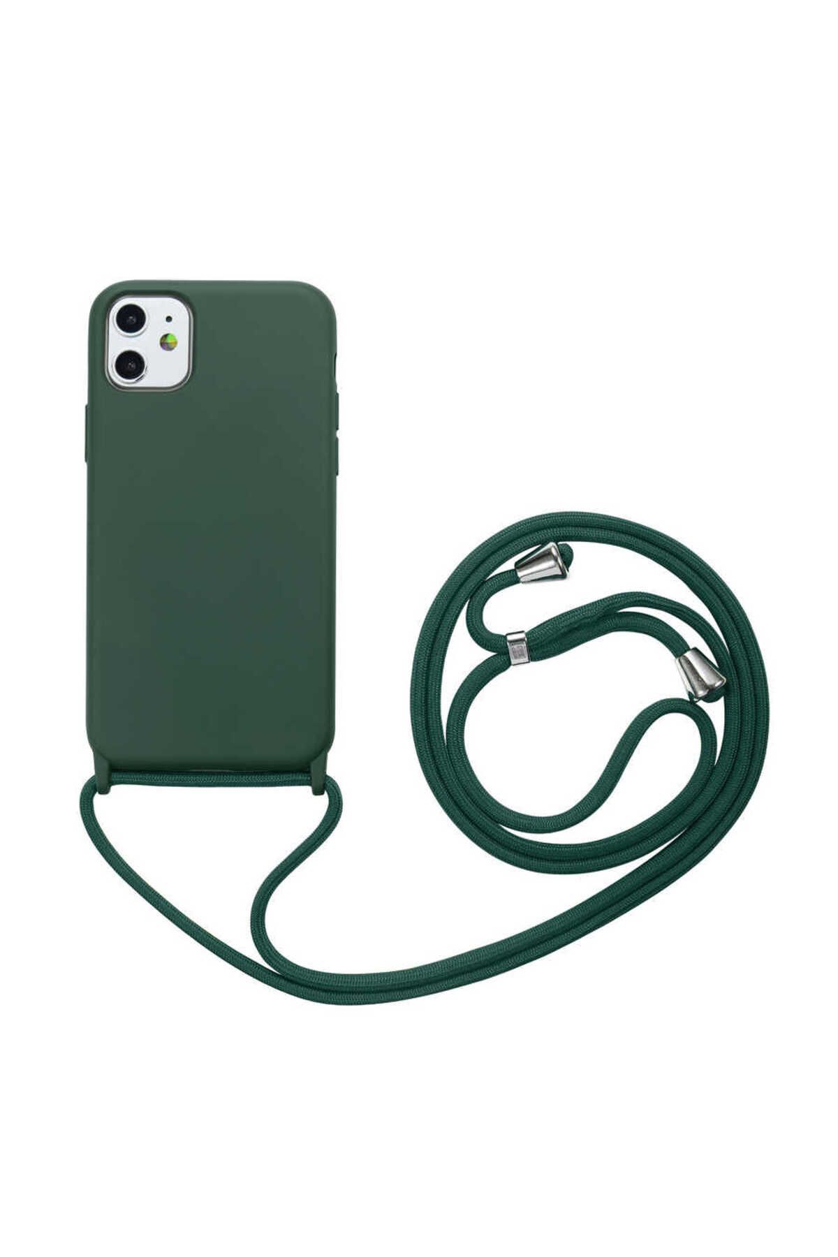 iPhone 11 Uyumlu Zore Ropi Kılıf-Koyu Yeşil