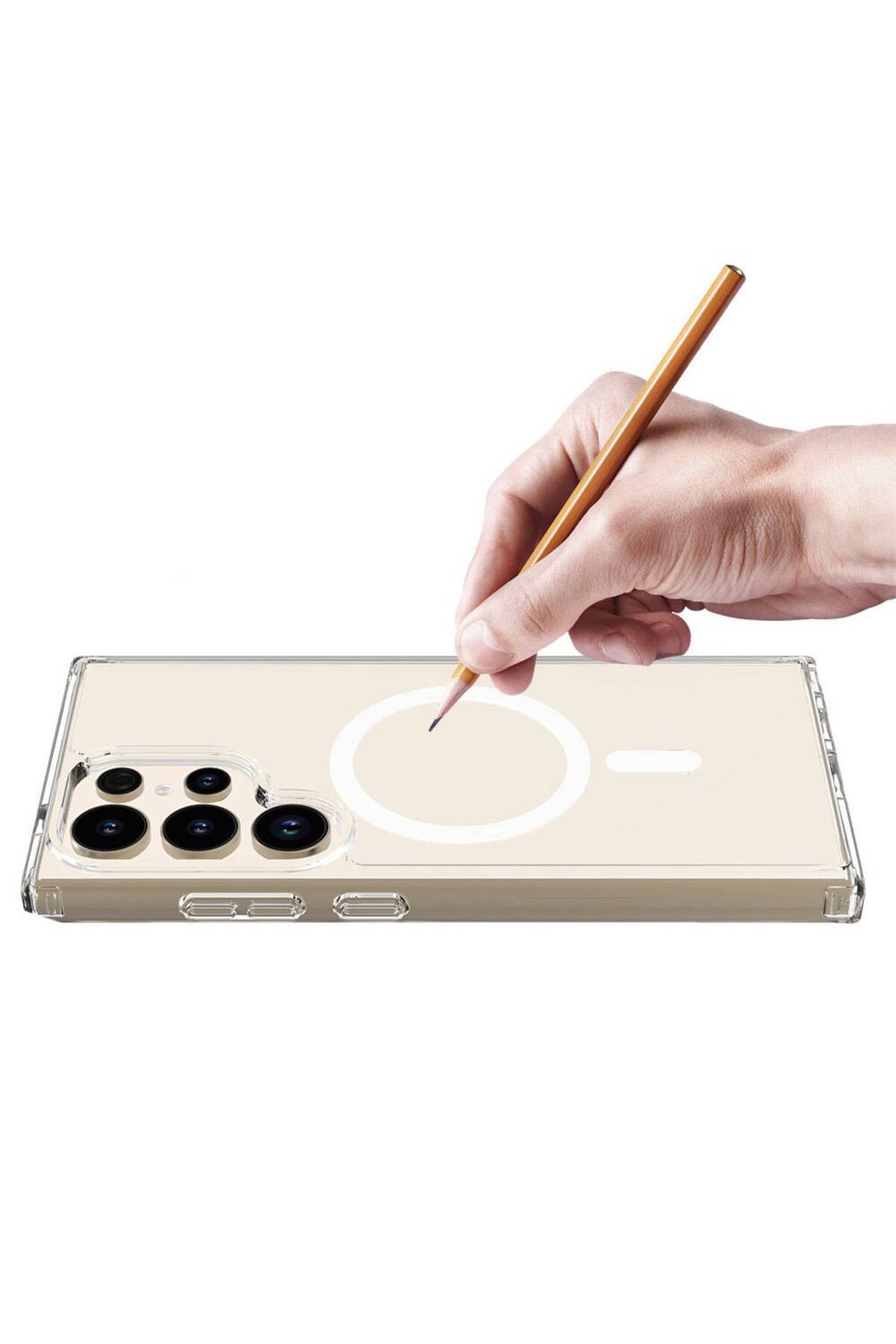 Galaxy S24 Ultra Uyumlu Zore Magsafe Şarj Özellikli Şeffaf Sert PC Zore Embos Kılıf-Renksiz Galaxy S24 Ultra Uyumlu Zore Magsafe Şarj Özellikli Şeffaf Sert PC Zore Embos Kılıf-Renksiz