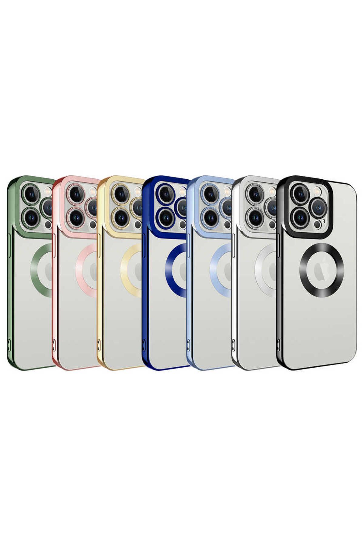 iPhone 11 Pro Max Uyumlu Kamera Korumalı Logo Gösteren Zore Omega Kılıf-Gold