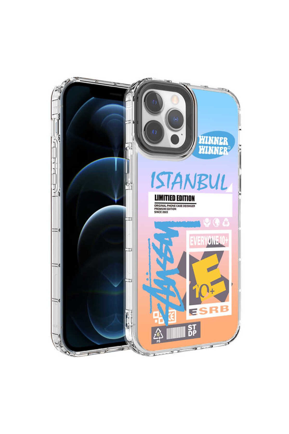 iPhone 12 Pro Max Uyumlu Kamera Korumalı Renkli Desenli Sert Silikon Zore Korn Kılıf-NO1