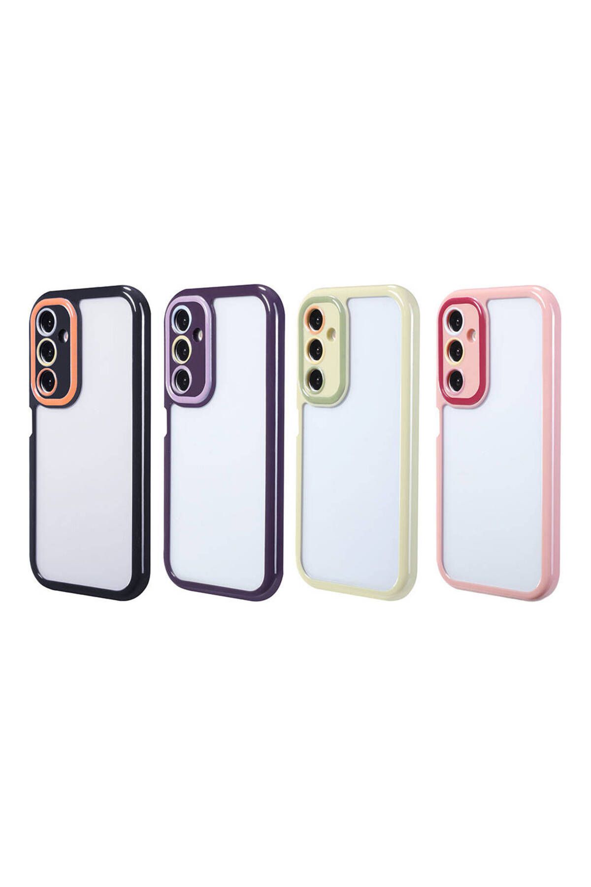 Galaxy A05S Kılıf Kamera Korumalı Renkli Kenar ve Çerçeve Tasarımlı Zore Vitamin Kapak-Derin Mor