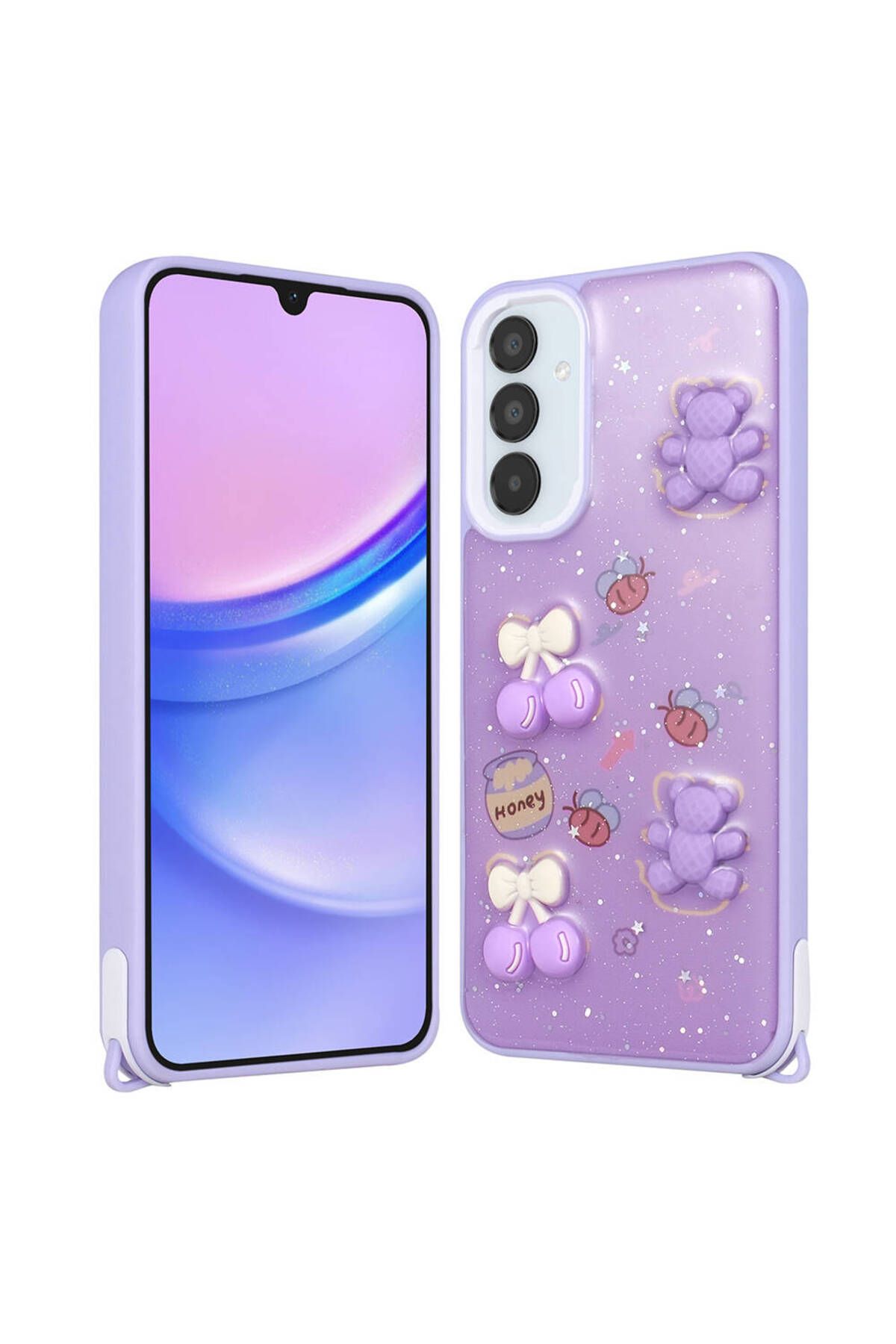 Galaxy A14 Kılıf Parlayan Sıvılı Simli Kabartma Figürlü Zore Cevze Kapak-Yeşil