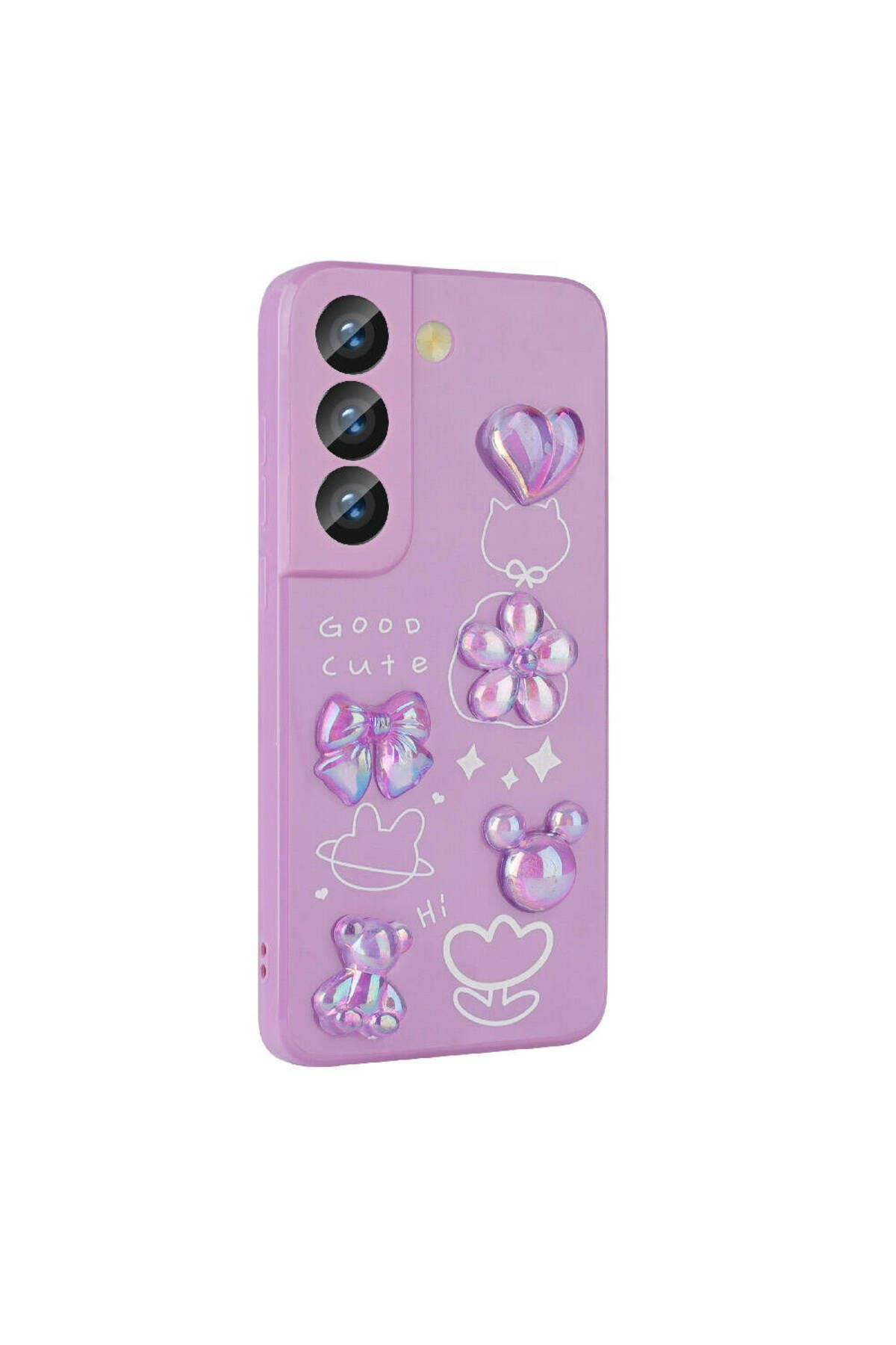 Galaxy S22 Uyumlu Kabartma Figürlü Parlak Zore Toys Silikon Kılıf-Beyaz