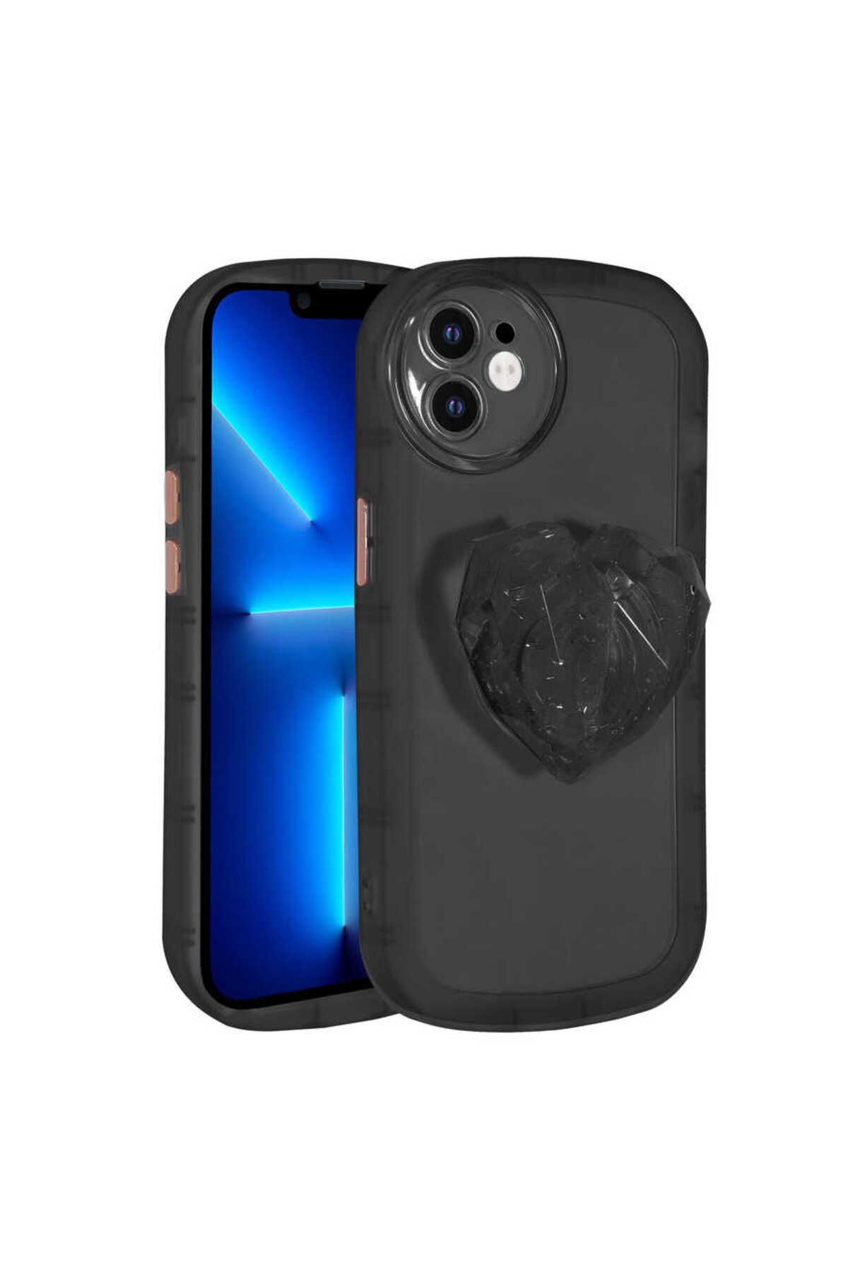 iPhone 11 Uyumlu Kamera Korumalı Pop Soketli Renkli Zore Ofro Kılıf-Siyah