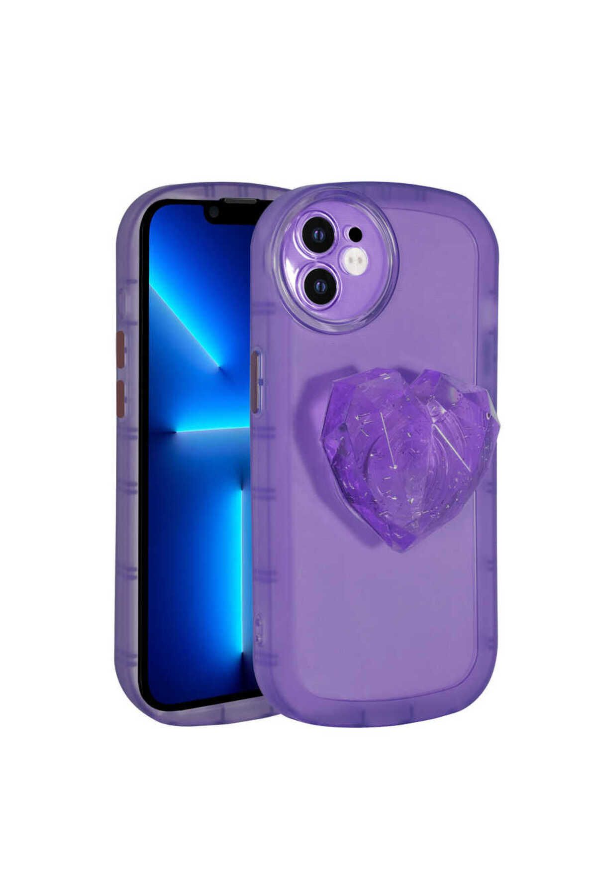 iPhone 11 Uyumlu Kamera Korumalı Pop Soketli Renkli Zore Ofro Kılıf-Mor