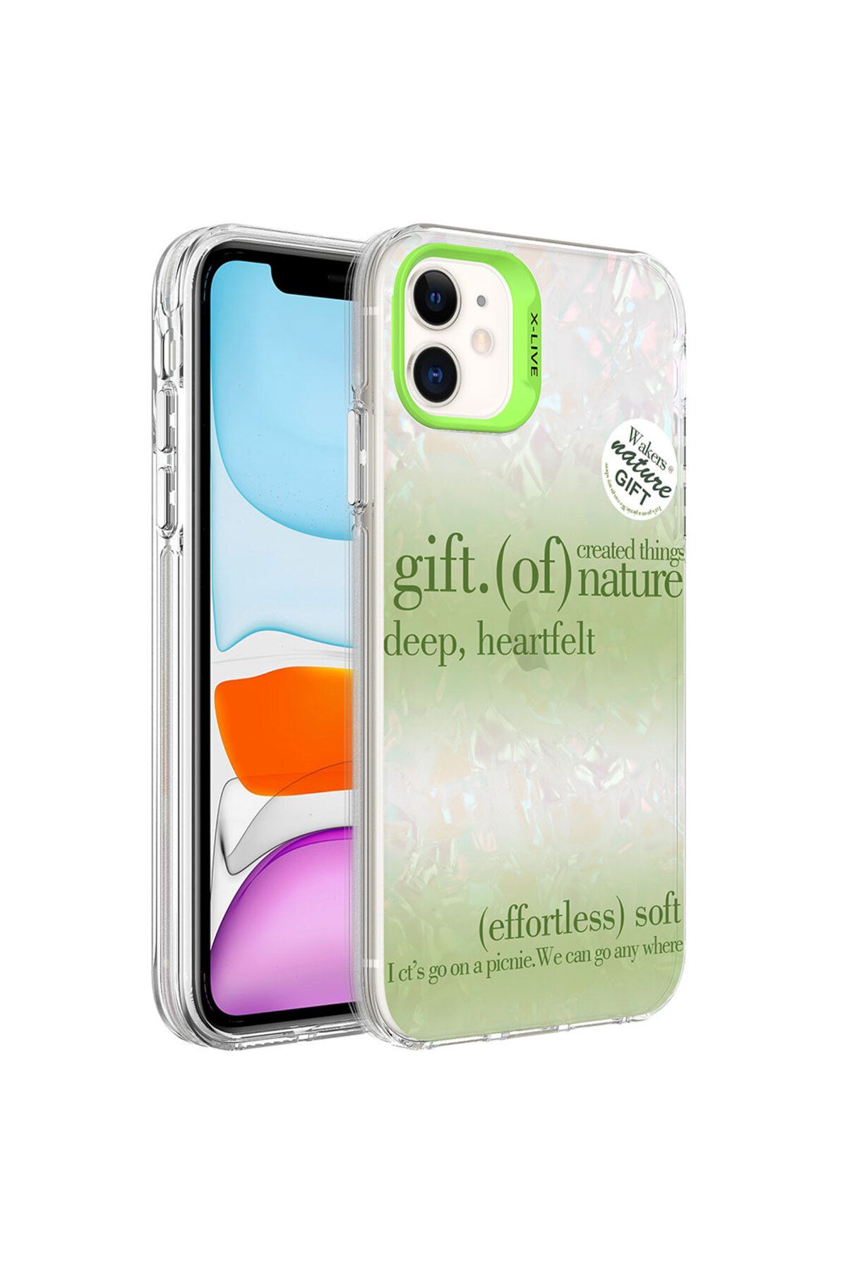 iPhone 11 Uyumlu Mermer Desenli Zore Marbello Kılıf-Yeşil