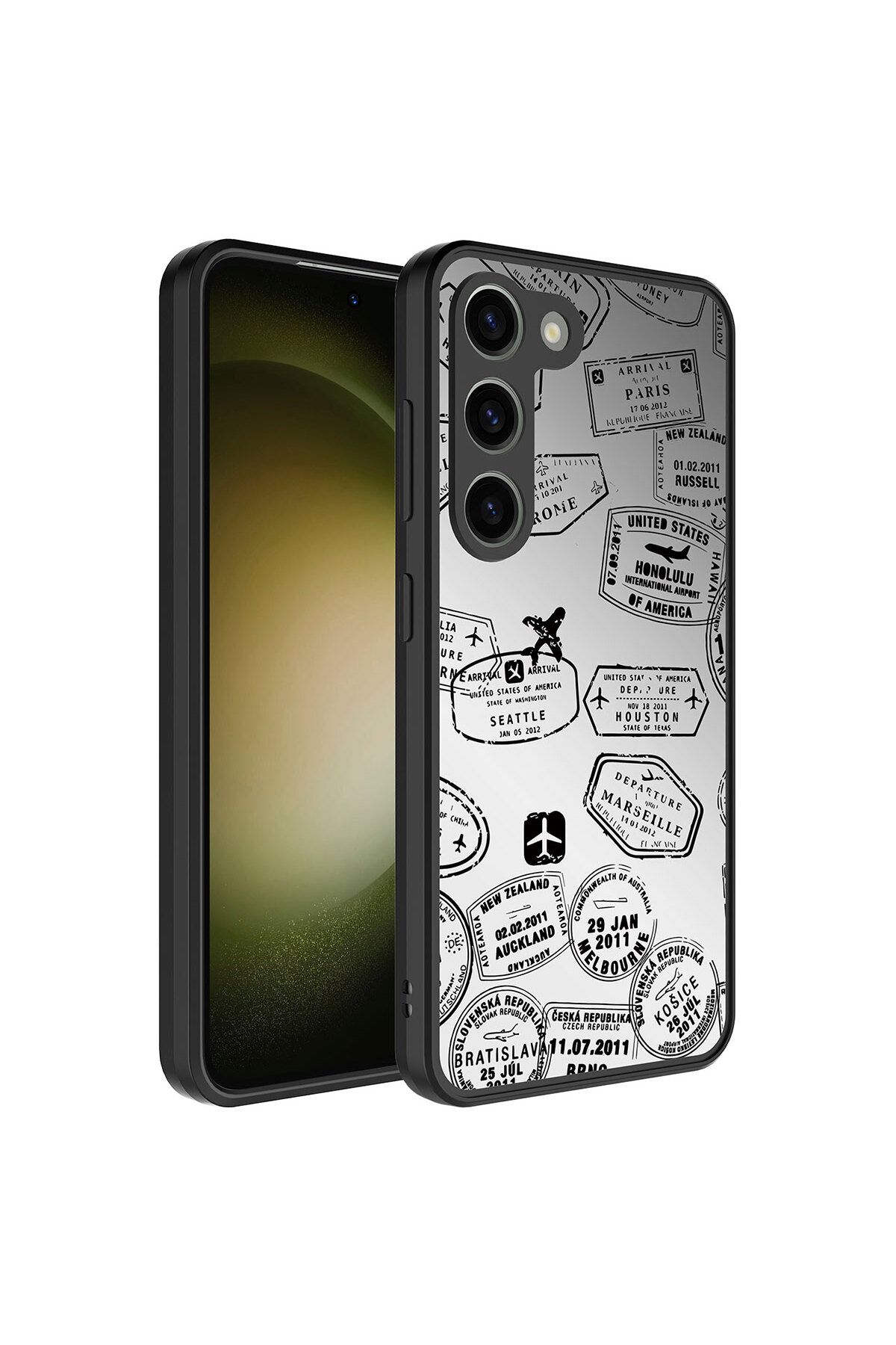 Galaxy S23 Uyumlu Aynalı Desenli Kamera Korumalı Parlak Zore Mirror Kılıf-Seyahat